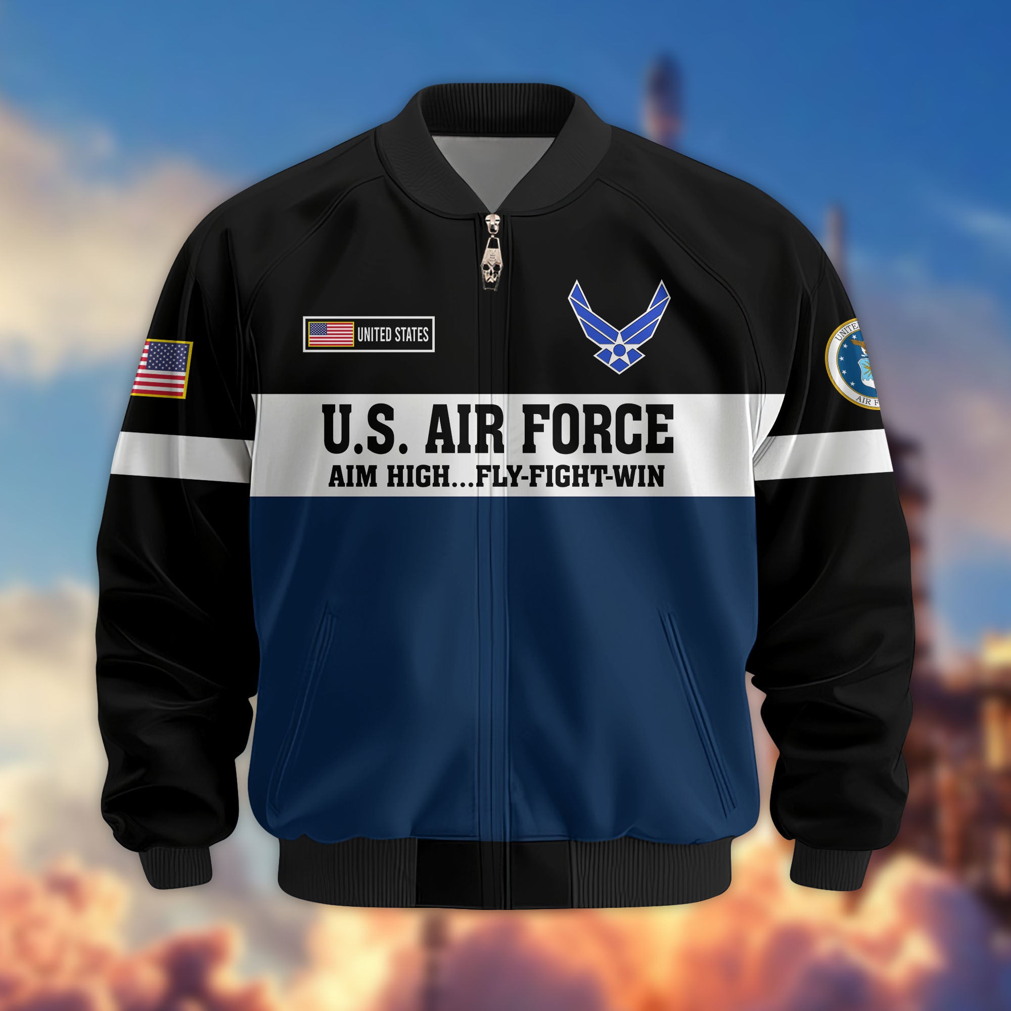 Premium US Veterans Bomber Jacket, Gifts For US Veterans, Gifts On Father's Day, Veterans Day.