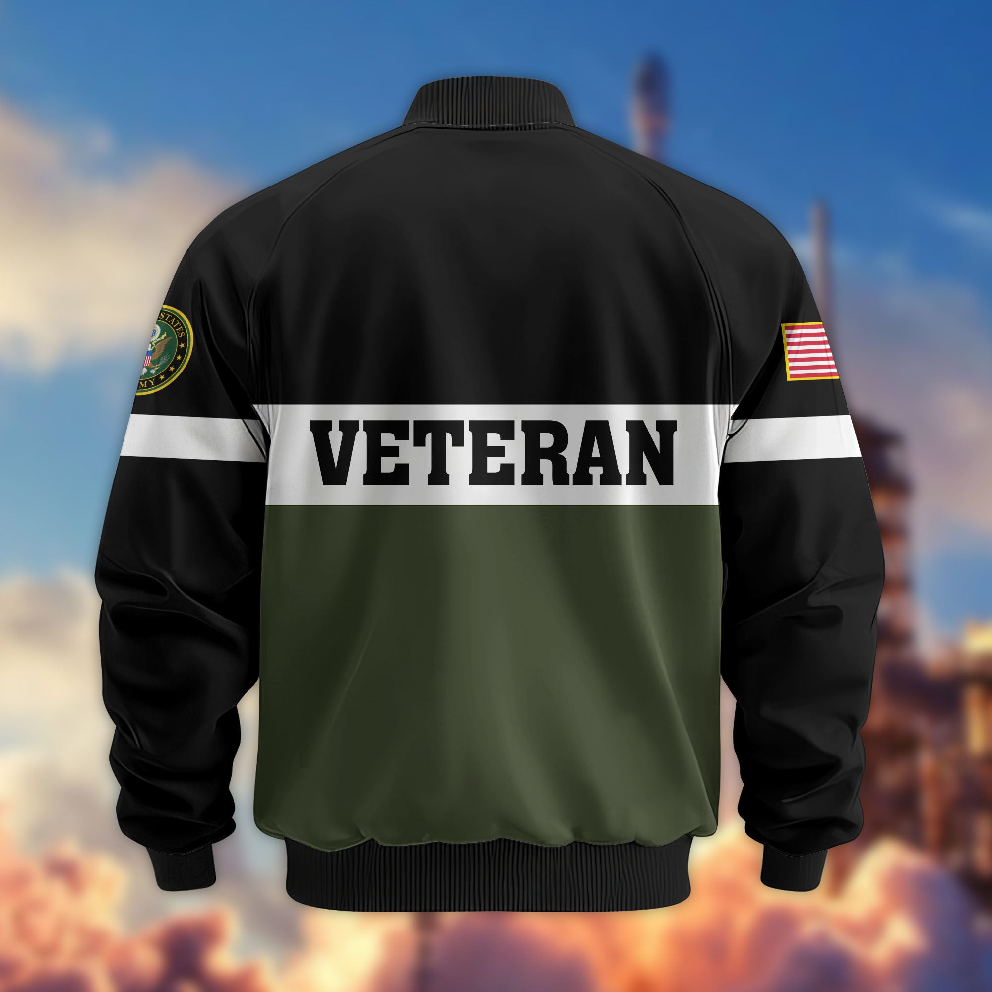 Premium US Veterans Bomber Jacket, Gifts For US Veterans, Gifts On Father's Day, Veterans Day.