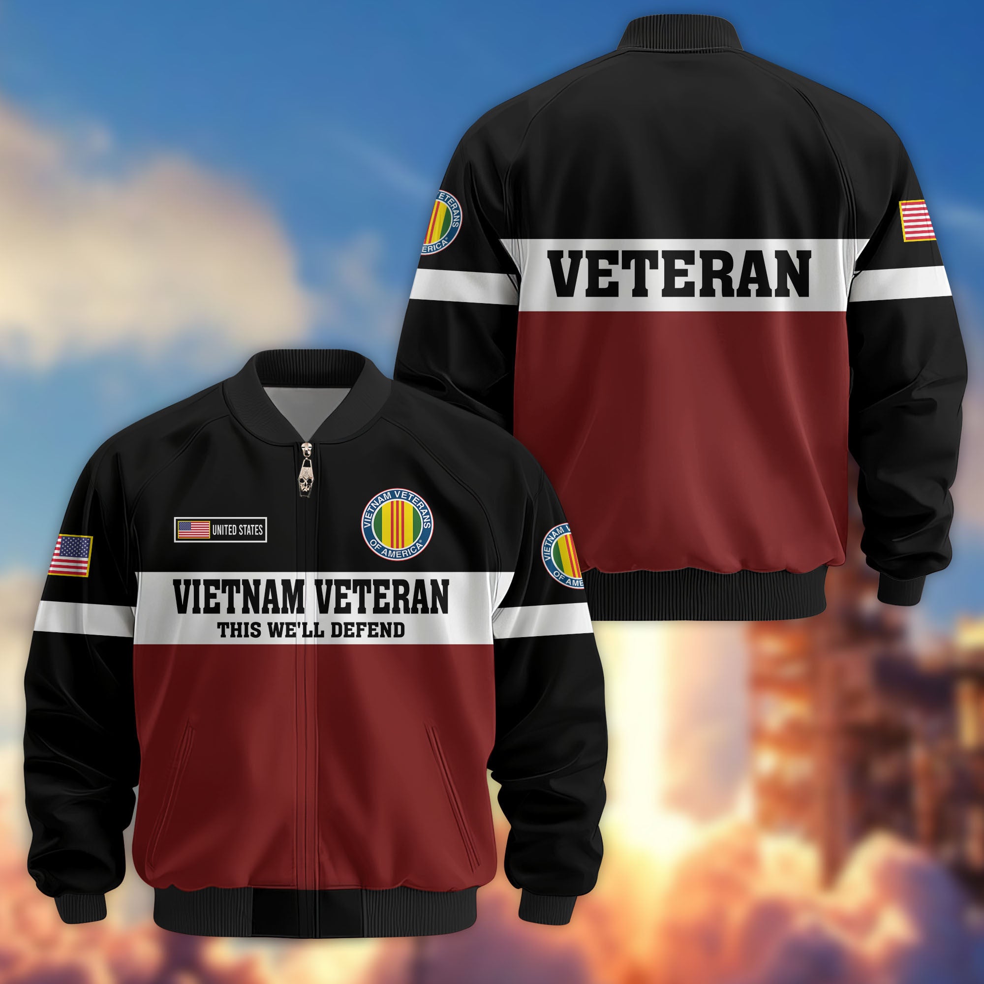 Premium US Veterans Bomber Jacket, Gifts For US Veterans, Gifts On Father's Day, Veterans Day.
