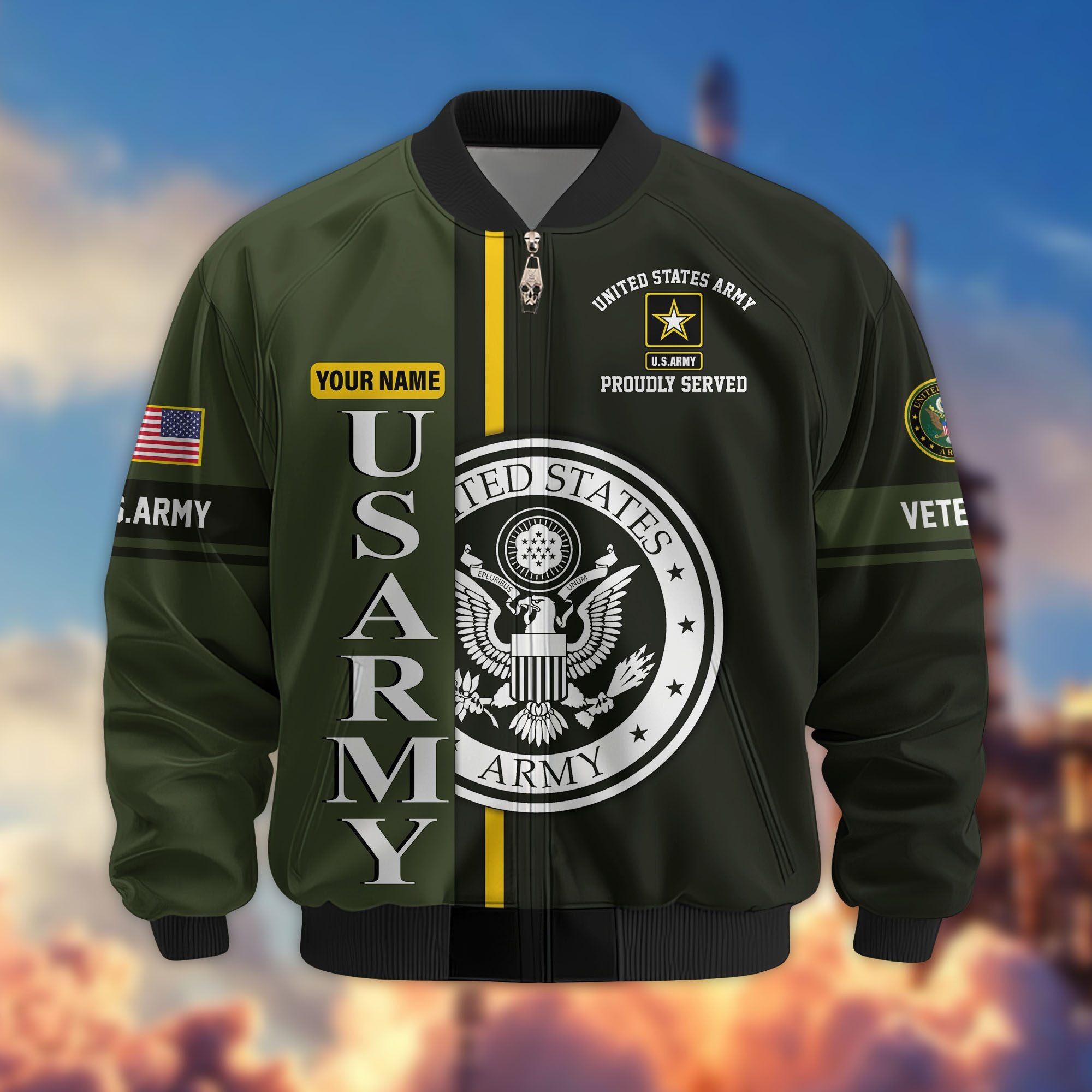 Premium Personalized US Veterans Bomber Jacket, Gifts For US Veterans, Gifts On Father's Day, Veterans Day.