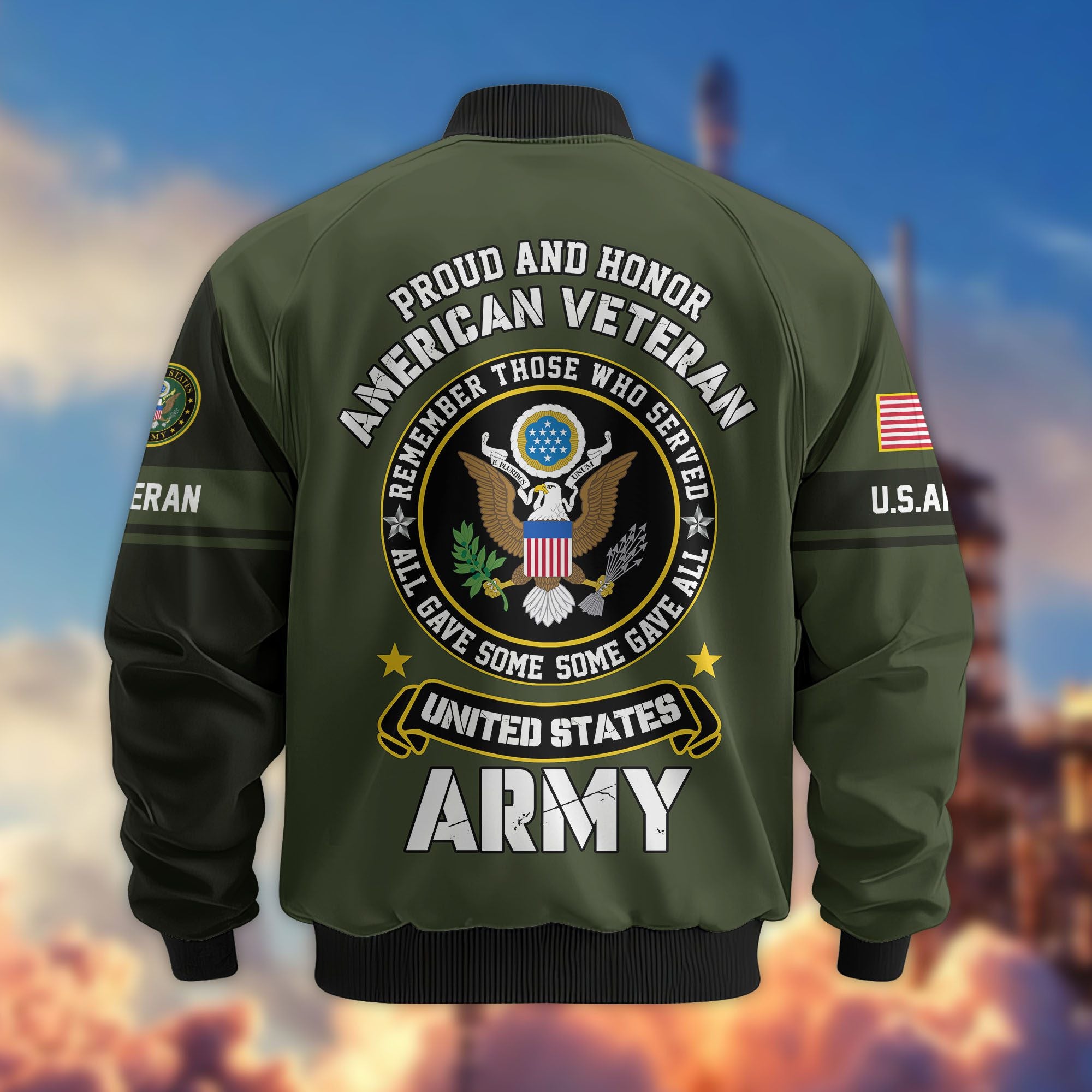 Premium Personalized US Veterans Bomber Jacket, Gifts For US Veterans, Gifts On Father's Day, Veterans Day.