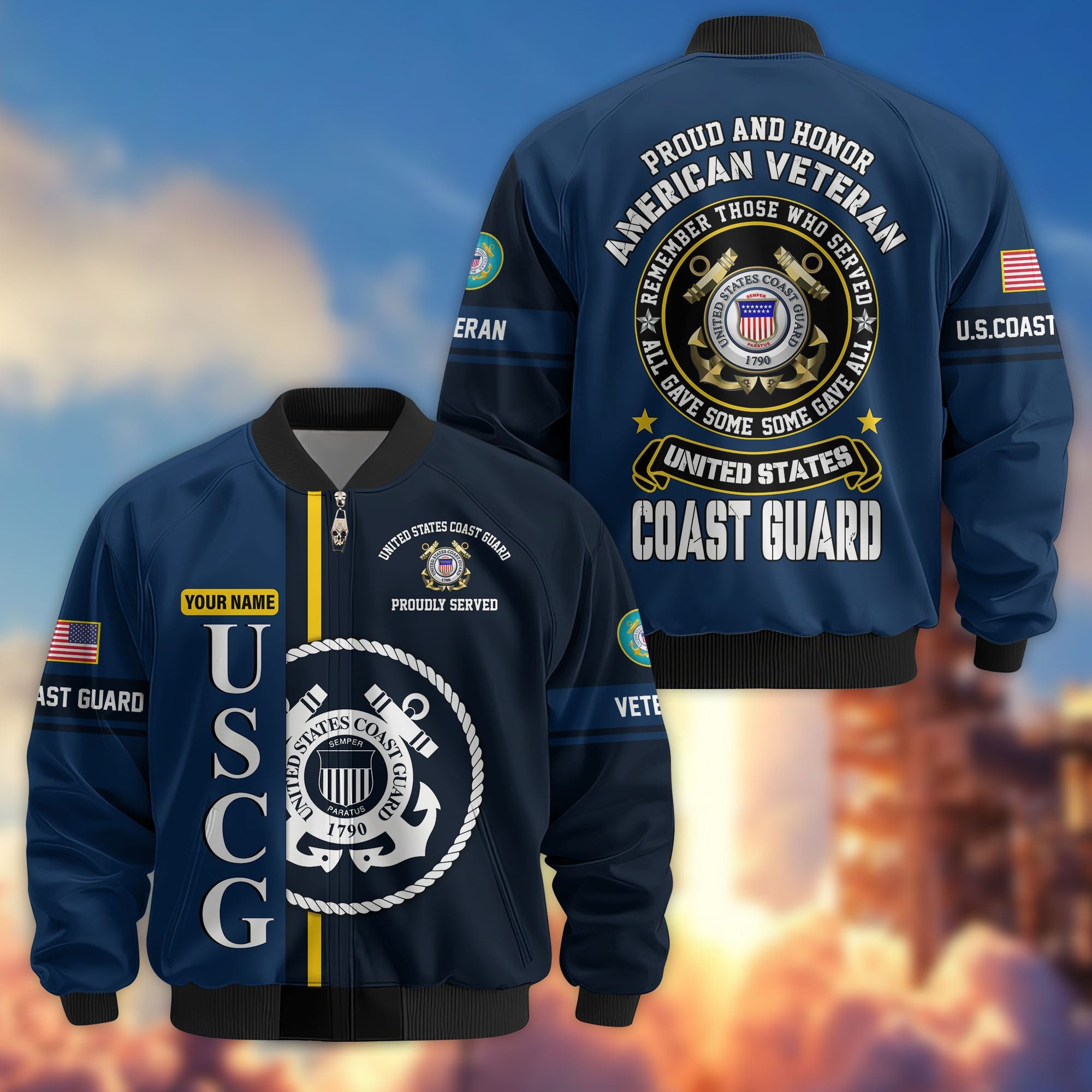 Premium Personalized US Veterans Bomber Jacket, Gifts For US Veterans, Gifts On Father's Day, Veterans Day.