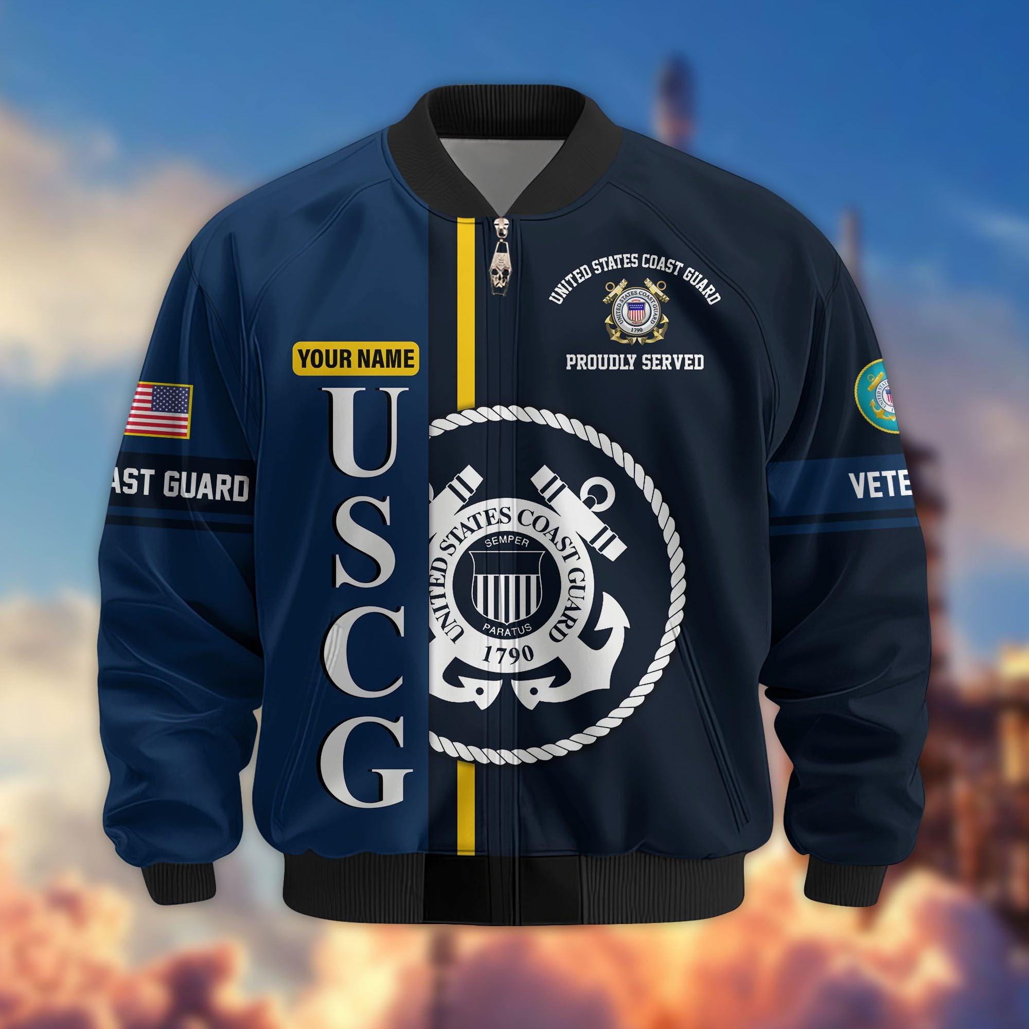 Premium Personalized US Veterans Bomber Jacket, Gifts For US Veterans, Gifts On Father's Day, Veterans Day.
