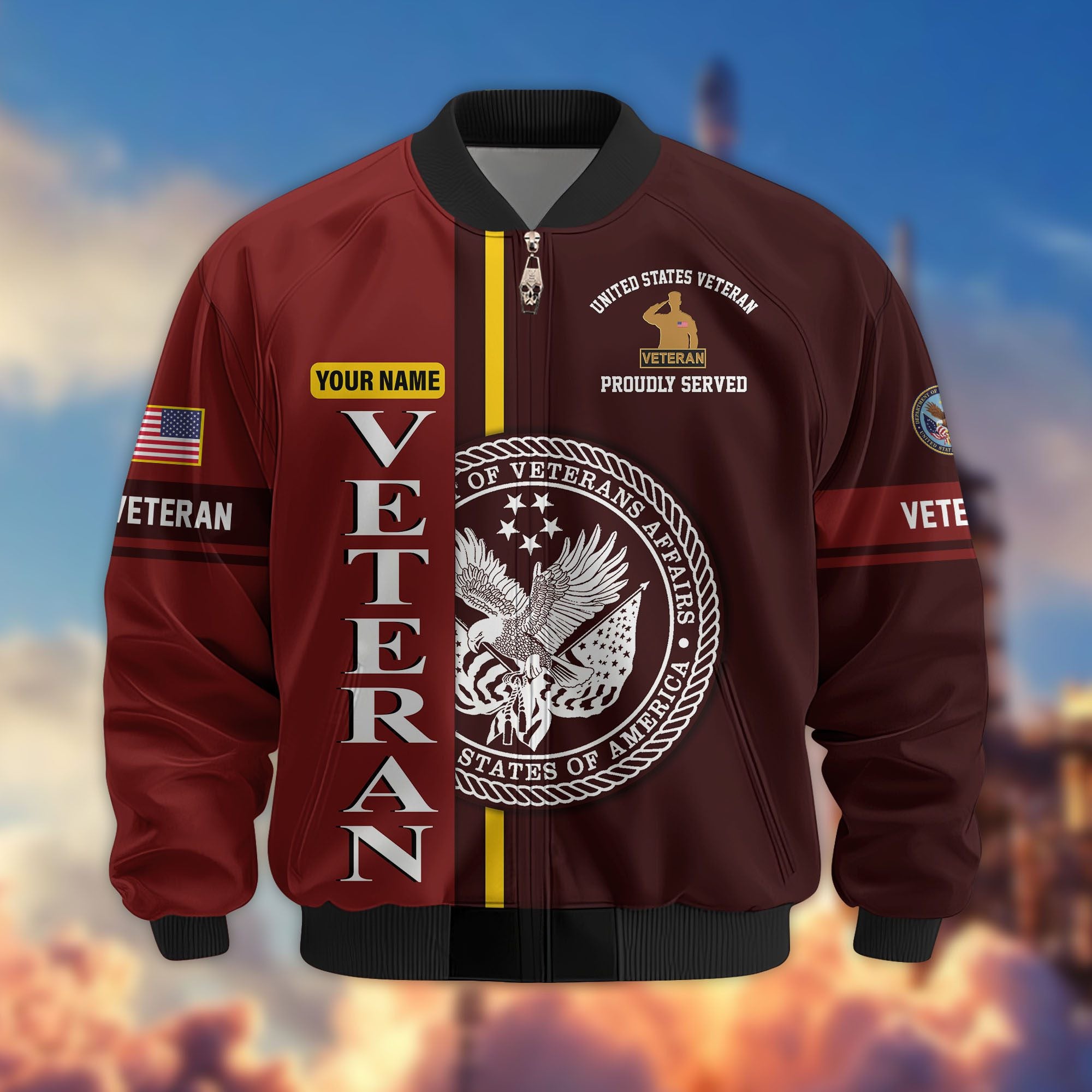 Premium Personalized US Veterans Bomber Jacket, Gifts For US Veterans, Gifts On Father's Day, Veterans Day.