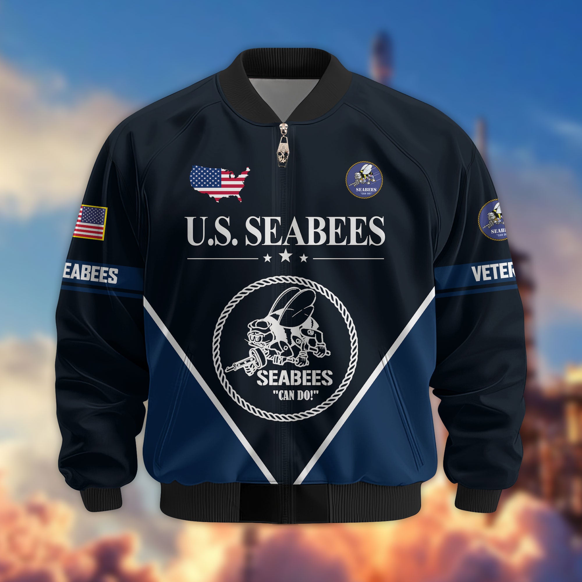 Premium US Veterans Bomber Jacket, Gifts For US Veterans, Gifts On Father's Day, Veterans Day.