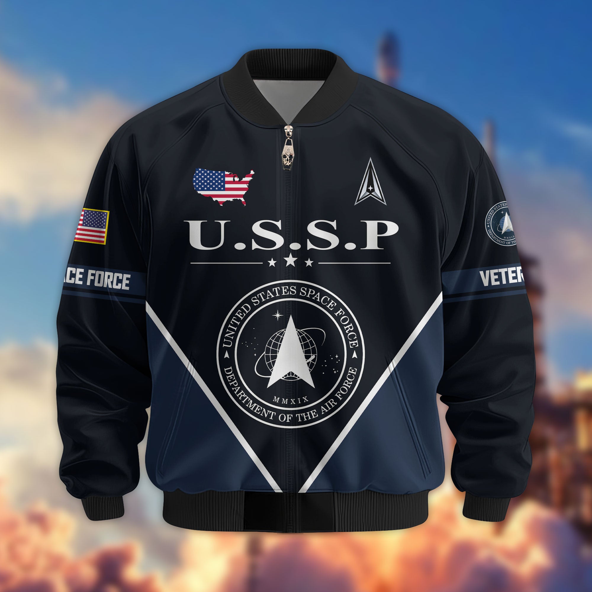 Premium US Veterans Bomber Jacket, Gifts For US Veterans, Gifts On Father's Day, Veterans Day.