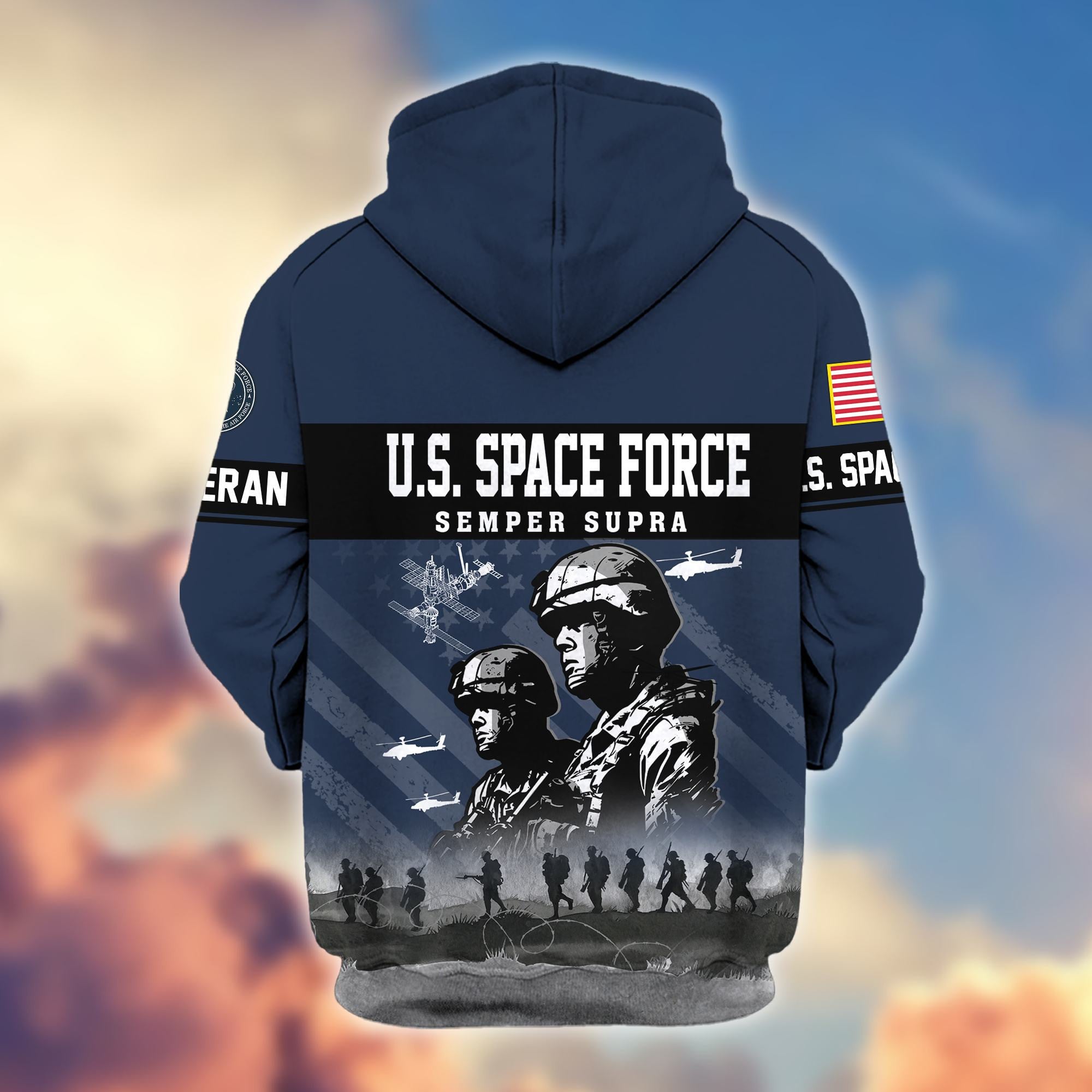 Premium US Veterans Zip Hoodie, Gifts For US Veterans, Gifts On Father's Day, Veterans Day.
