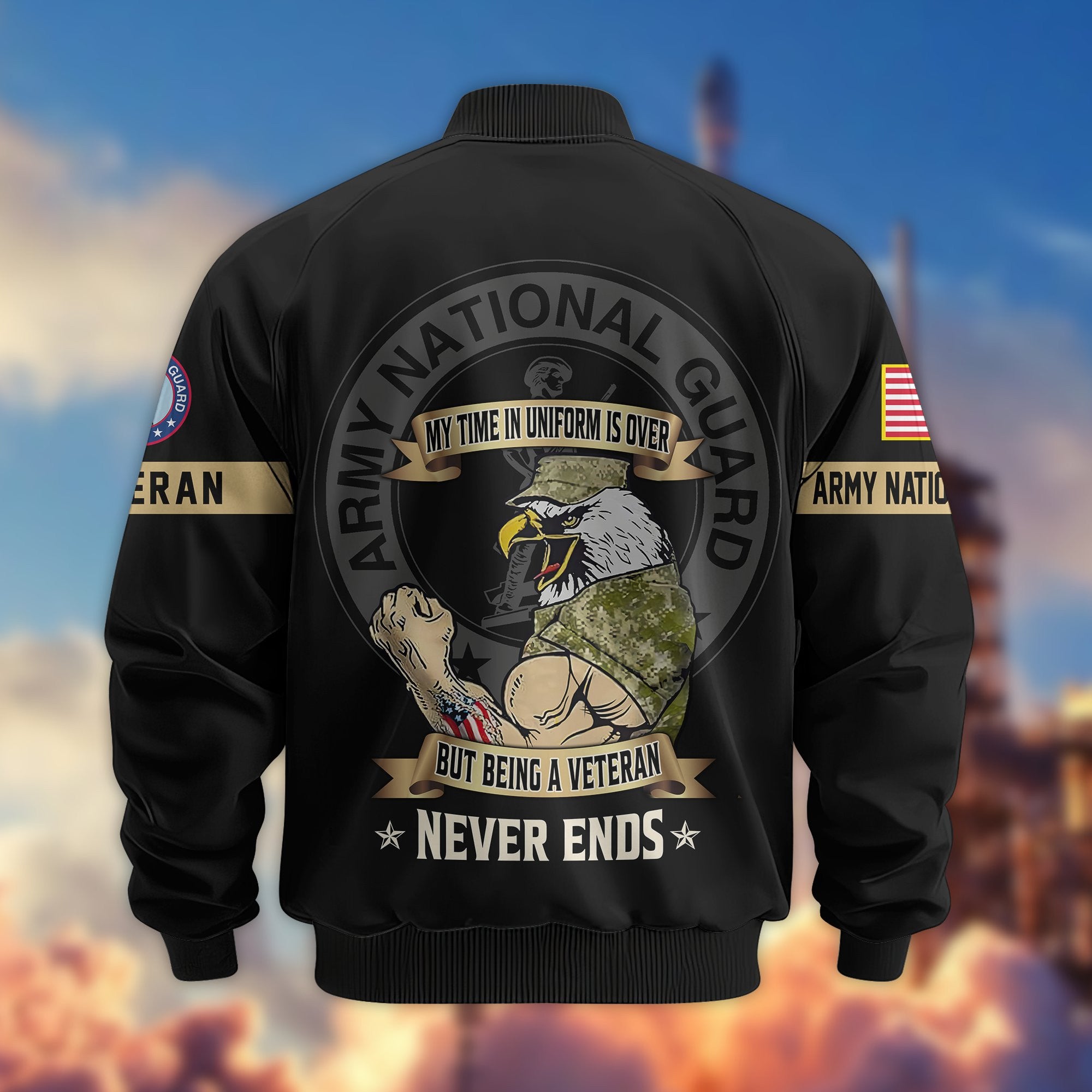 Premium US Veterans Bomber Jacket, Gifts For US Veterans, Gifts On Father's Day, Veterans Day.