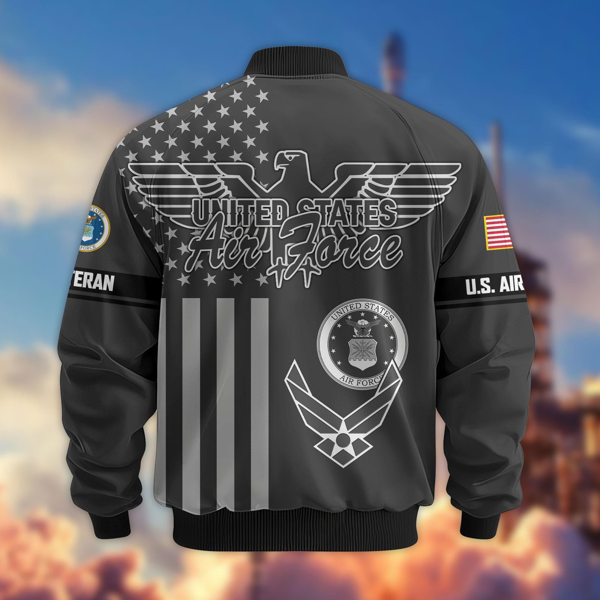 Premium US Veterans Bomber Jacket, Gifts For US Veterans, Gifts On Father's Day, Veterans Day.
