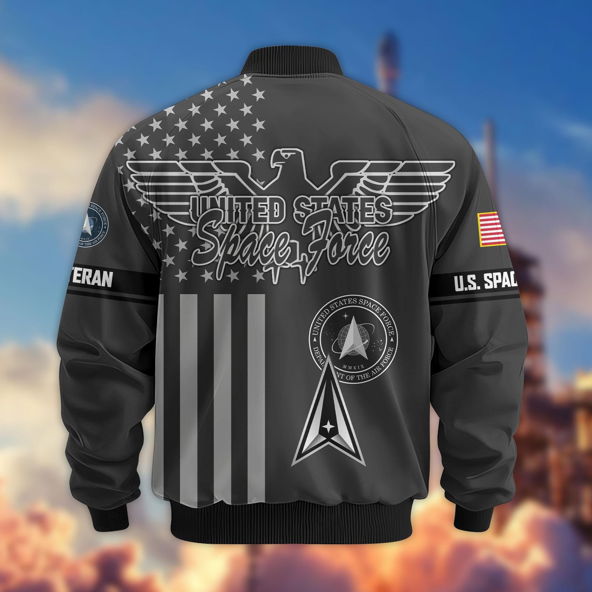 Premium US Veterans Bomber Jacket, Gifts For US Veterans, Gifts On Father's Day, Veterans Day.