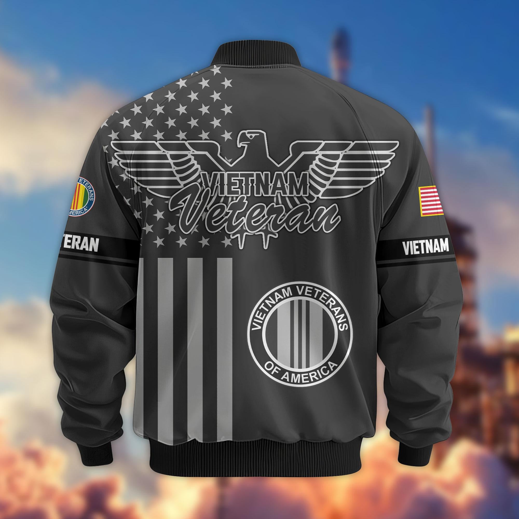Premium US Veterans Bomber Jacket, Gifts For US Veterans, Gifts On Father's Day, Veterans Day.