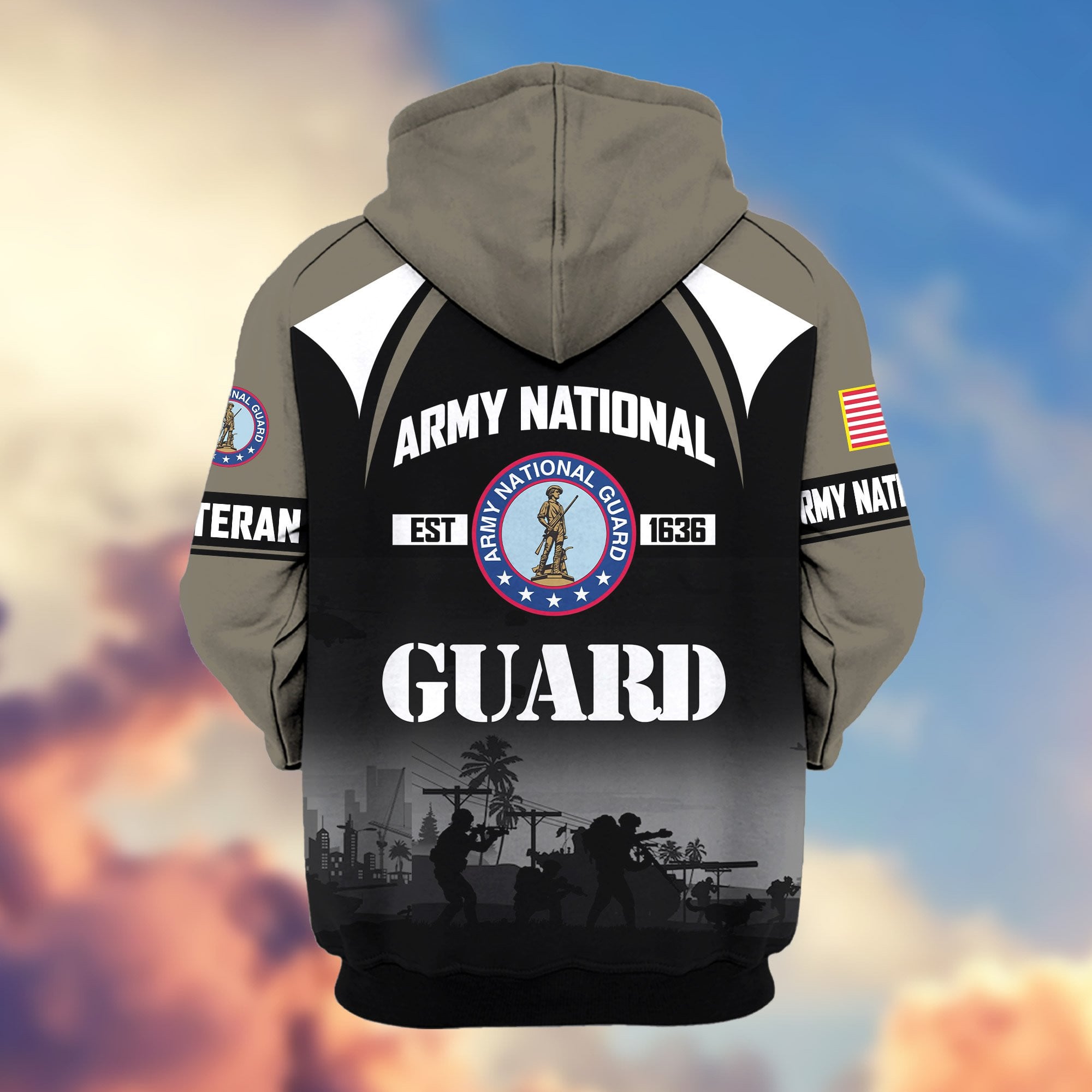 Premium US Veterans Zip Hoodie, Gifts For US Veterans, Gifts On Father's Day, Veterans Day.