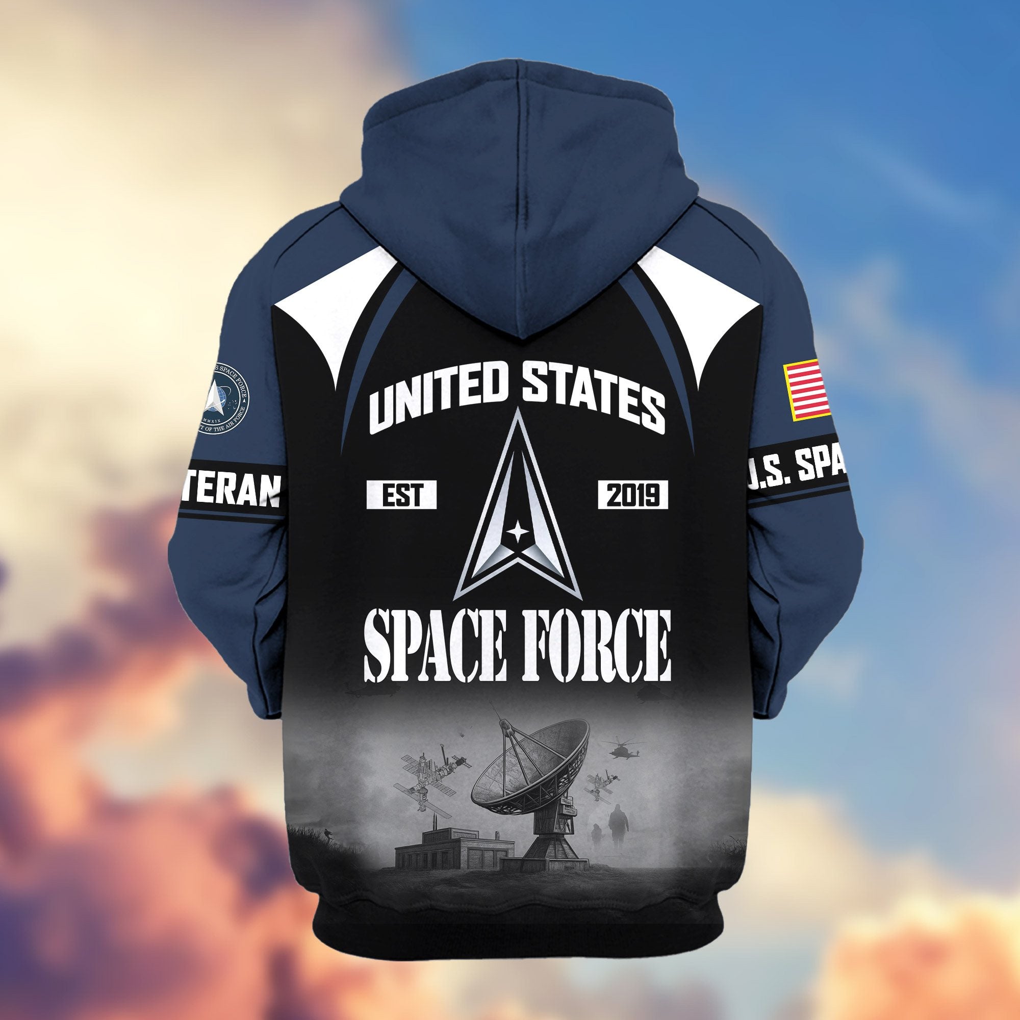Premium US Veterans Zip Hoodie, Gifts For US Veterans, Gifts On Father's Day, Veterans Day.