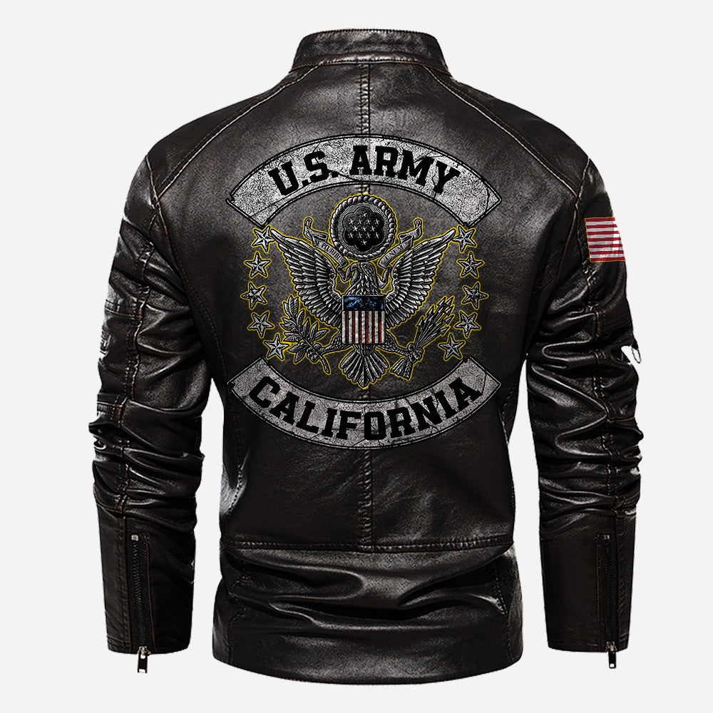 Premium Custom US Army Veteran Leather Jacket, Gifts For Army Veteran, Gifts On Father's Day, Veterans Day.
