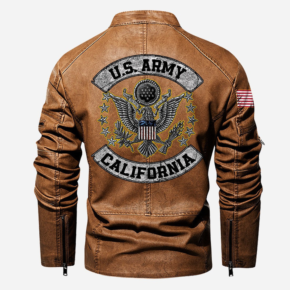 Premium Custom US Army Veteran Leather Jacket, Gifts For Army Veteran, Gifts On Father's Day, Veterans Day.