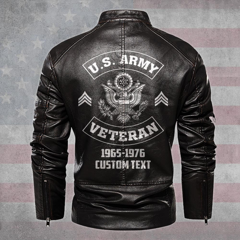 Premium Custom US Army Veteran Leather Jacket, Gifts For Army Veteran, Gifts On Father's Day, Veterans Day.