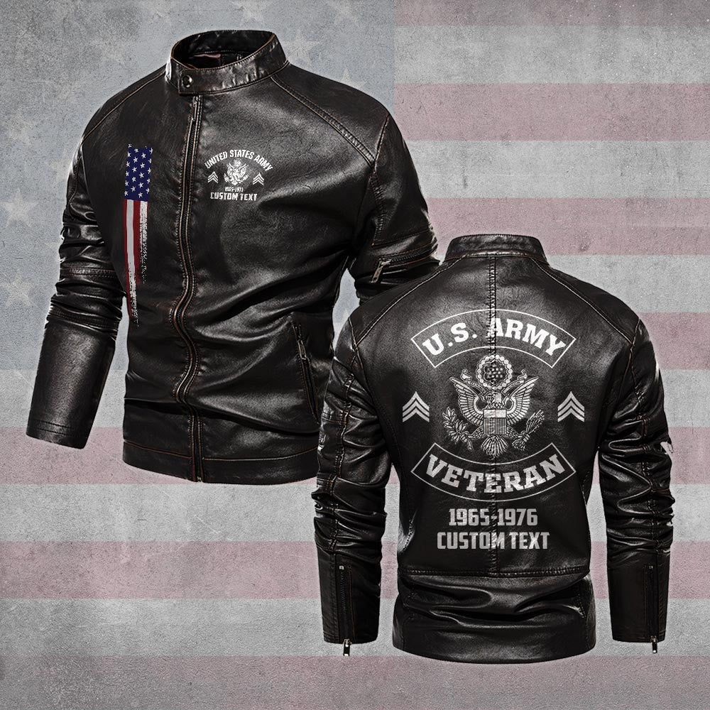 Premium Custom US Army Veteran Leather Jacket, Gifts For Army Veteran, Gifts On Father's Day, Veterans Day.