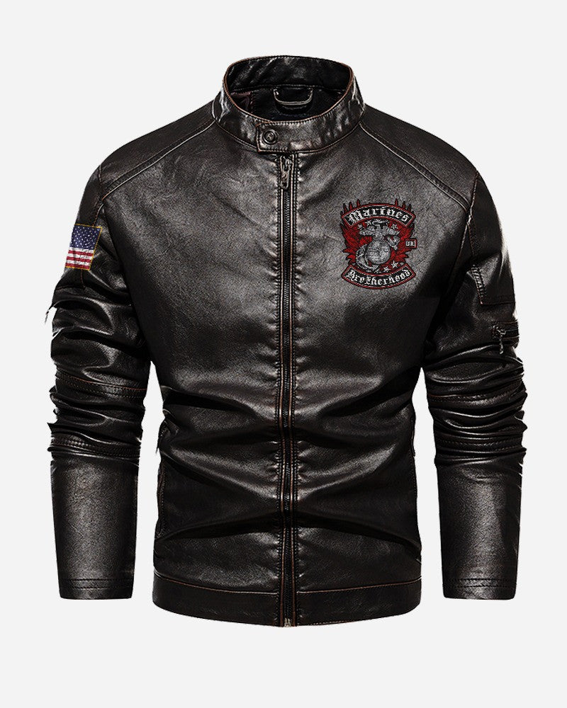Premium Custom USMC Veteran Leather Jacket, Gifts For Marine Veteran, Gifts On Father's Day, Veterans Day.