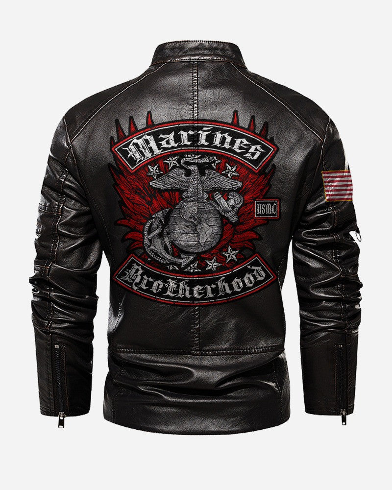 Premium Custom USMC Veteran Leather Jacket, Gifts For Marine Veteran, Gifts On Father's Day, Veterans Day.