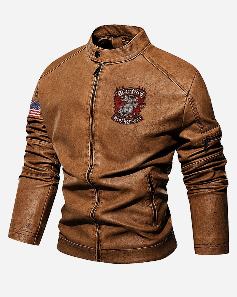 Premium Custom USMC Veteran Leather Jacket, Gifts For Marine Veteran, Gifts On Father's Day, Veterans Day.