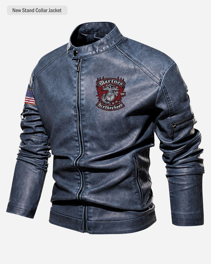Premium Custom USMC Veteran Leather Jacket, Gifts For Marine Veteran, Gifts On Father's Day, Veterans Day.