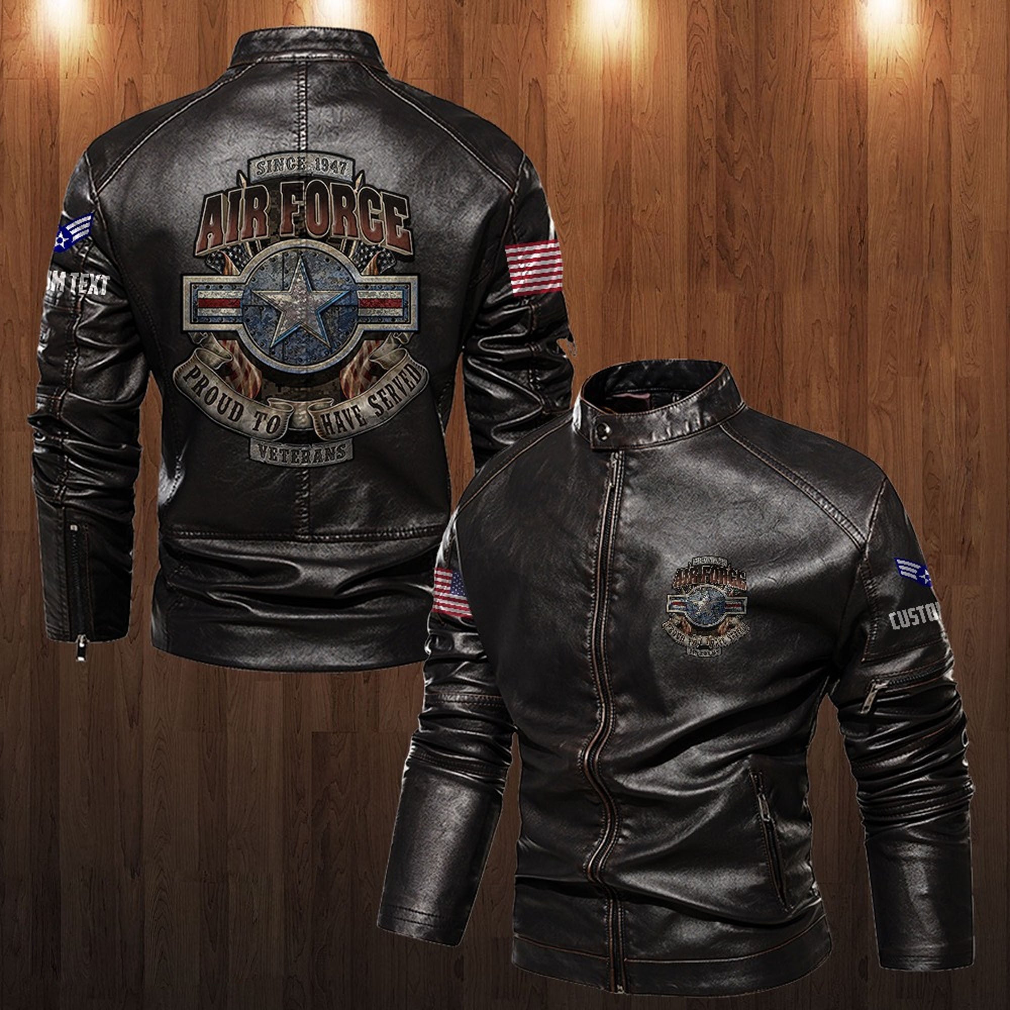 Premium Custom USAF Veteran Leather Jacket, Gifts For Air Force Veteran, Gifts On Father's Day, Veterans Day.