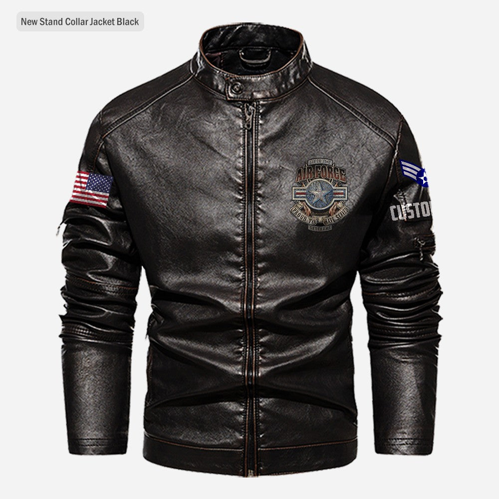 Premium Custom USAF Veteran Leather Jacket, Gifts For Air Force Veteran, Gifts On Father's Day, Veterans Day.