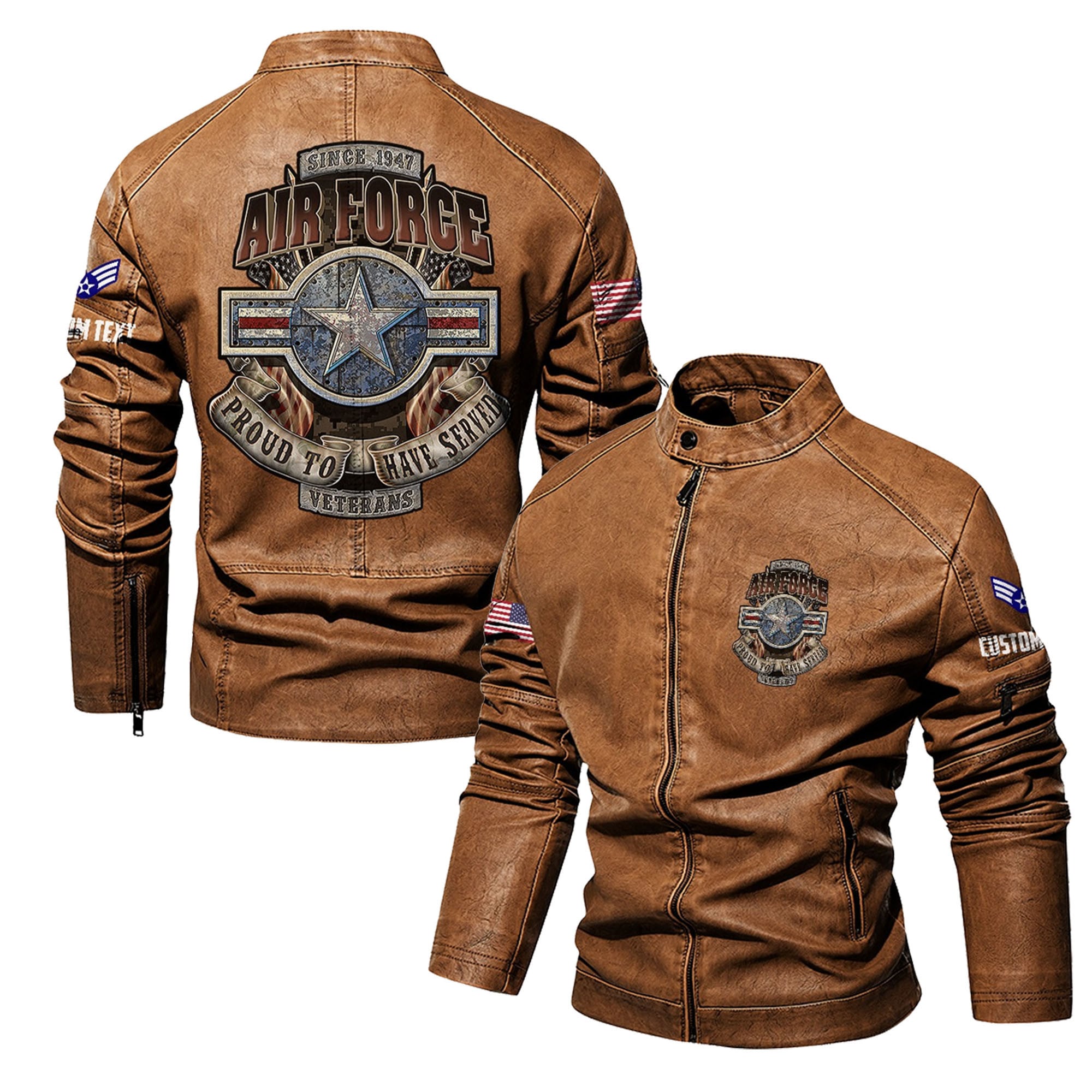 Premium Custom USAF Veteran Leather Jacket, Gifts For Air Force Veteran, Gifts On Father's Day, Veterans Day.