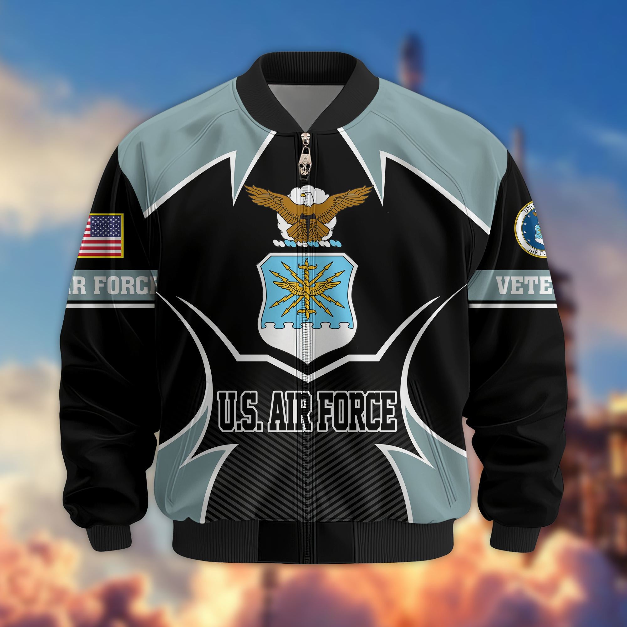 Premium US Veterans Bomber Jacket, Gifts For US Veterans, Gifts On Father's Day, Veterans Day.
