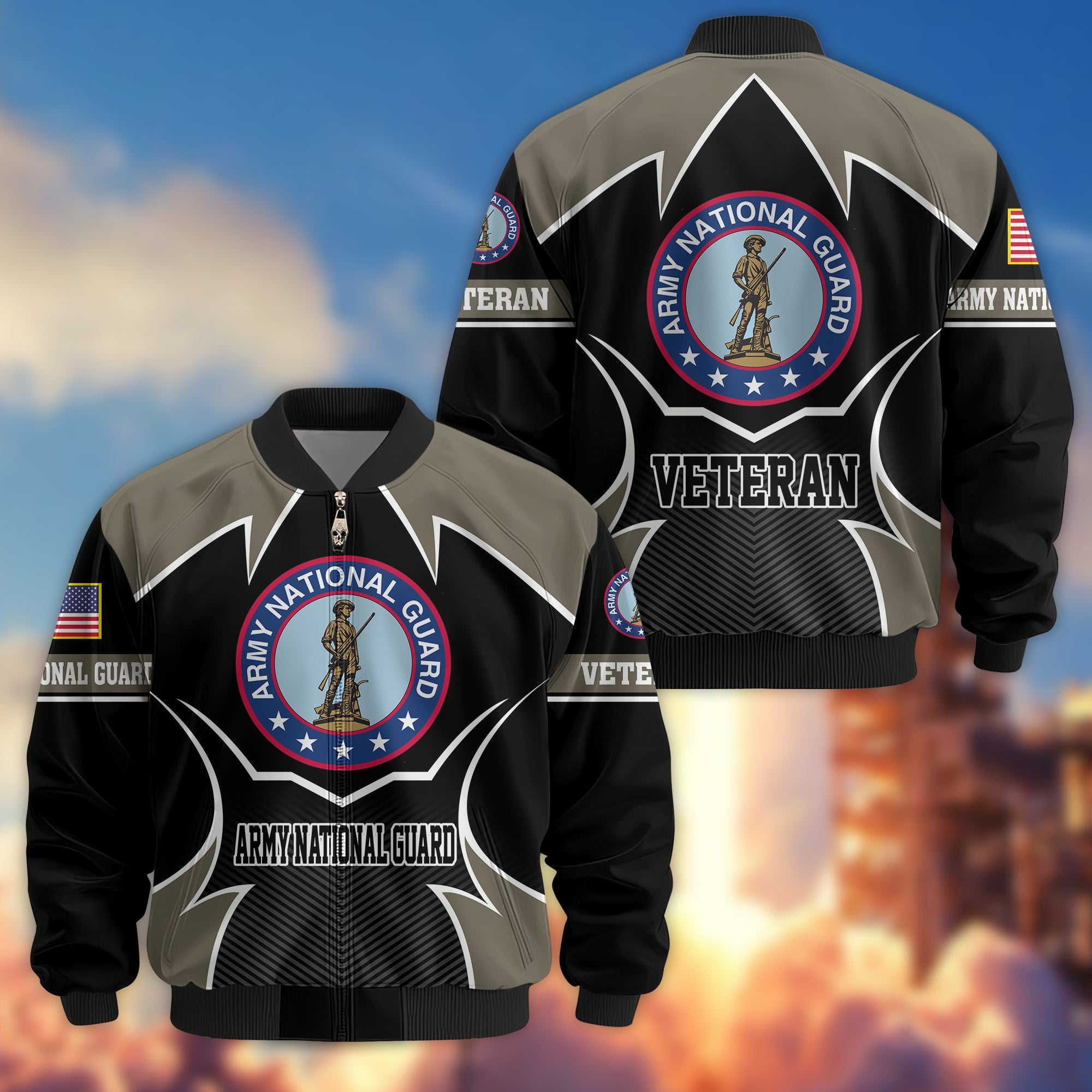 Premium US Veterans Bomber Jacket, Gifts For US Veterans, Gifts On Father's Day, Veterans Day.