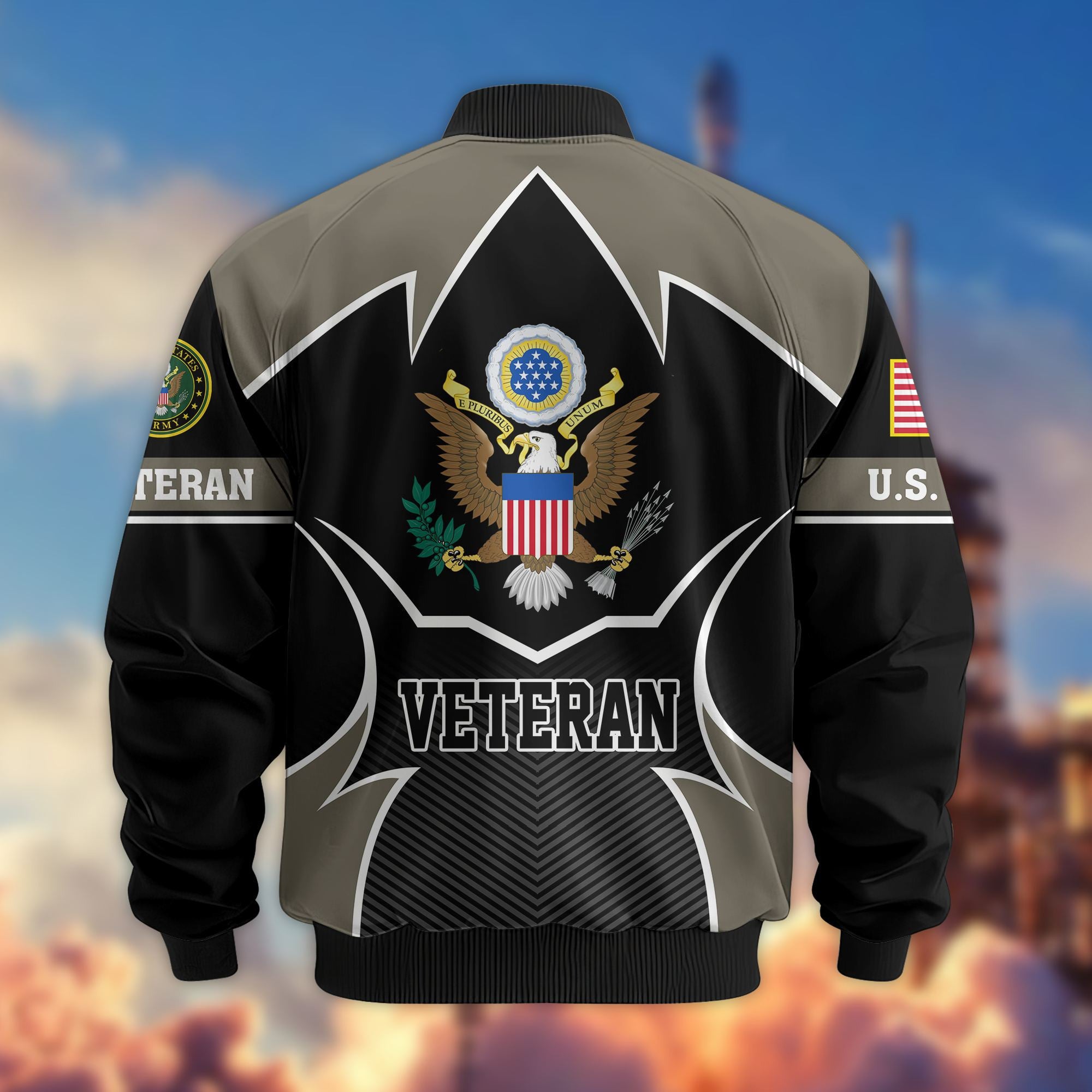 Premium US Veterans Bomber Jacket, Gifts For US Veterans, Gifts On Father's Day, Veterans Day.