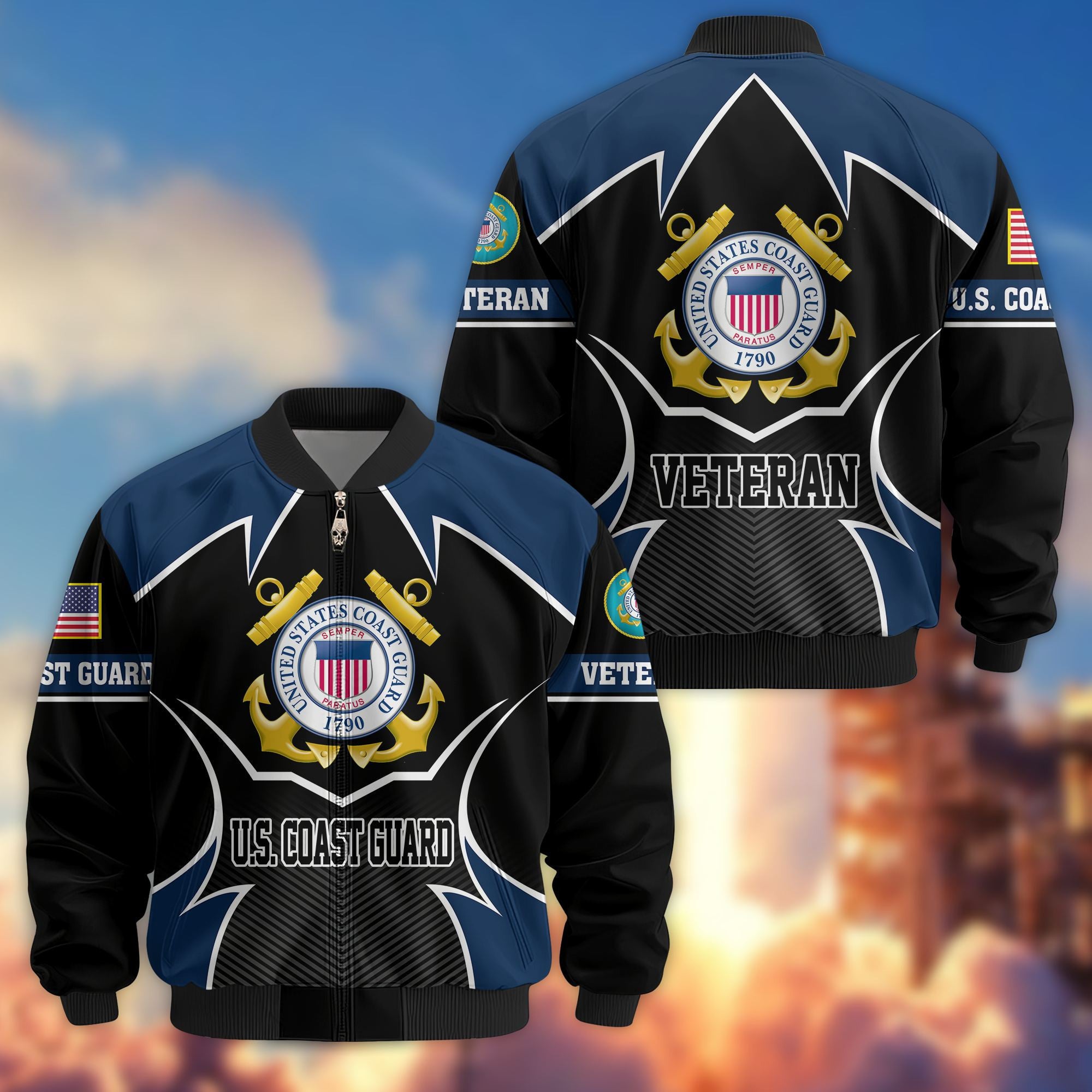 Premium US Veterans Bomber Jacket, Gifts For US Veterans, Gifts On Father's Day, Veterans Day.