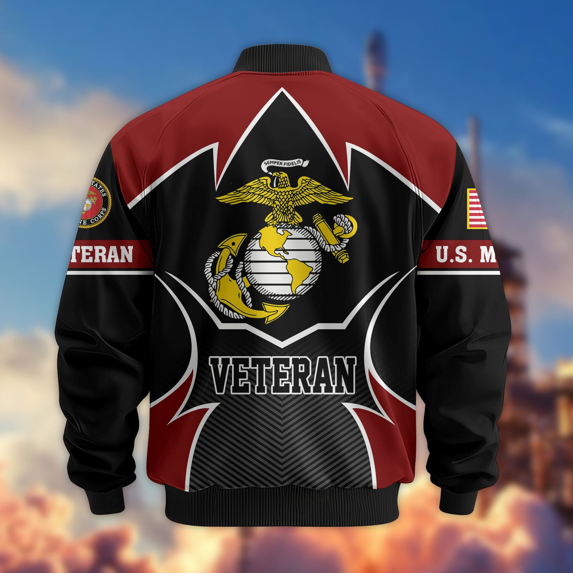 Premium US Veterans Bomber Jacket, Gifts For US Veterans, Gifts On Father's Day, Veterans Day.