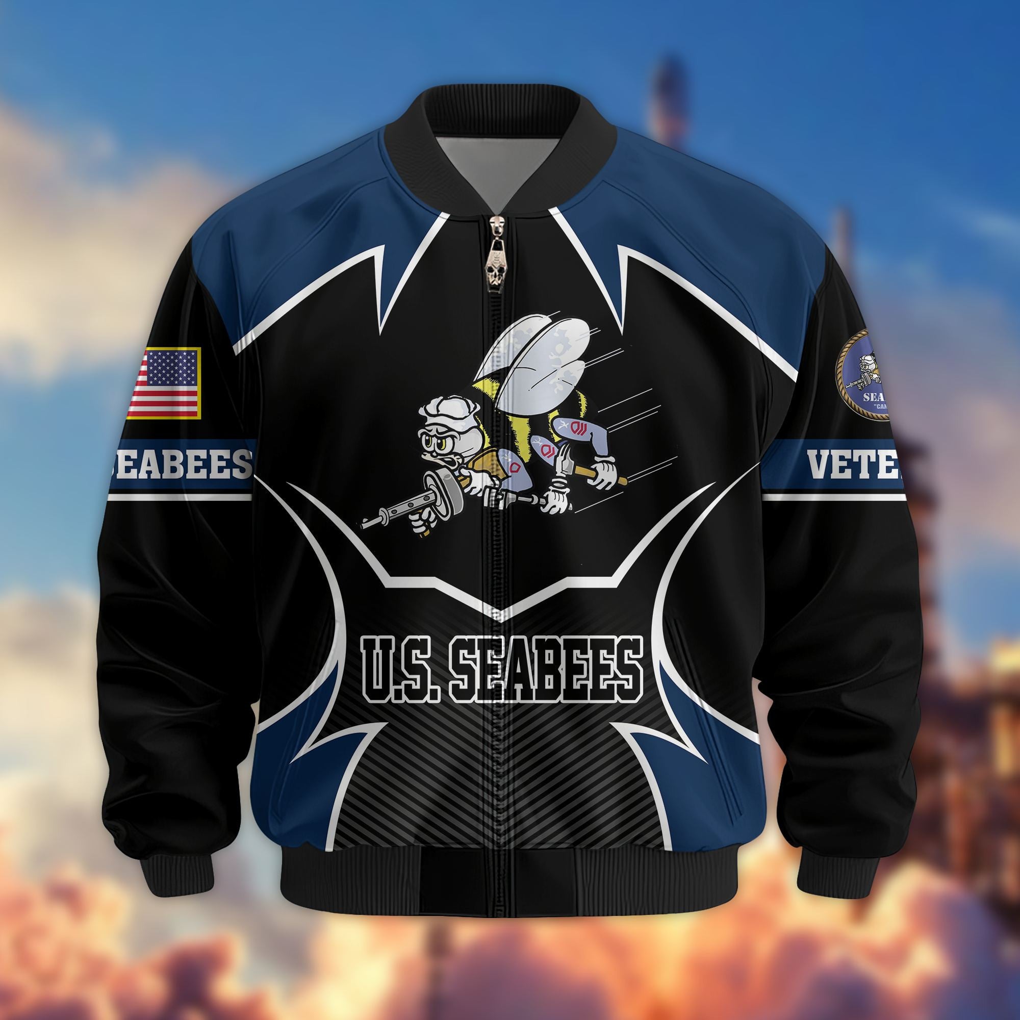 Premium US Veterans Bomber Jacket, Gifts For US Veterans, Gifts On Father's Day, Veterans Day.