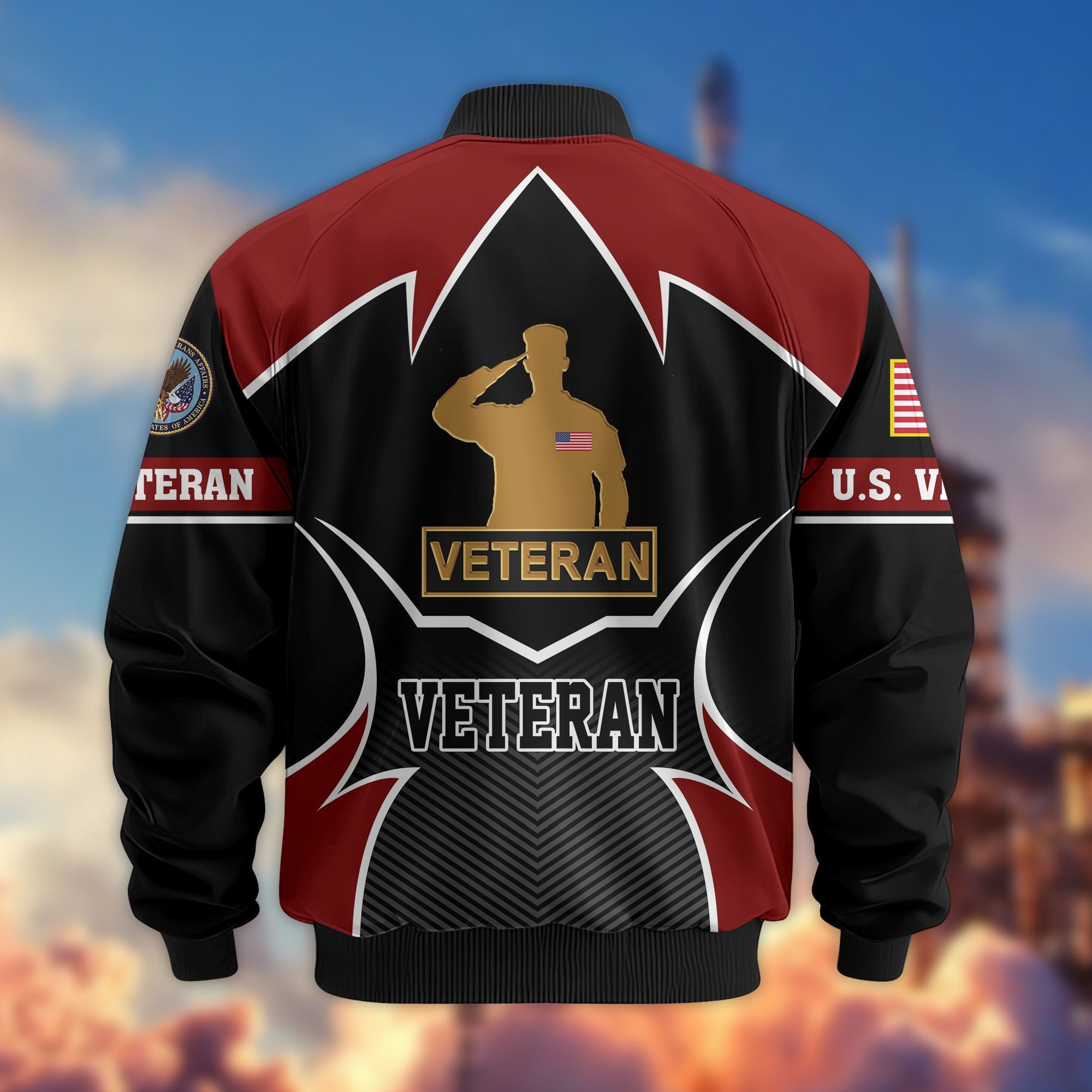 Premium US Veterans Bomber Jacket, Gifts For US Veterans, Gifts On Father's Day, Veterans Day.