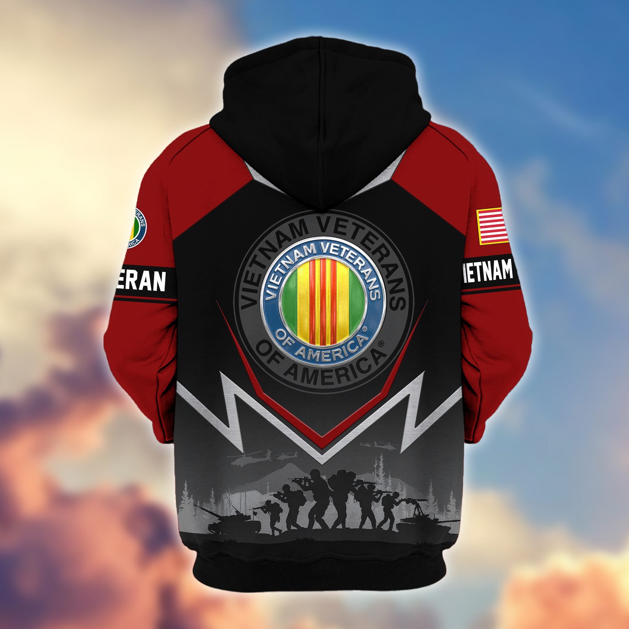 Premium US Veterans Zip Hoodie, Gifts For US Veterans, Gifts On Father's Day, Veterans Day.