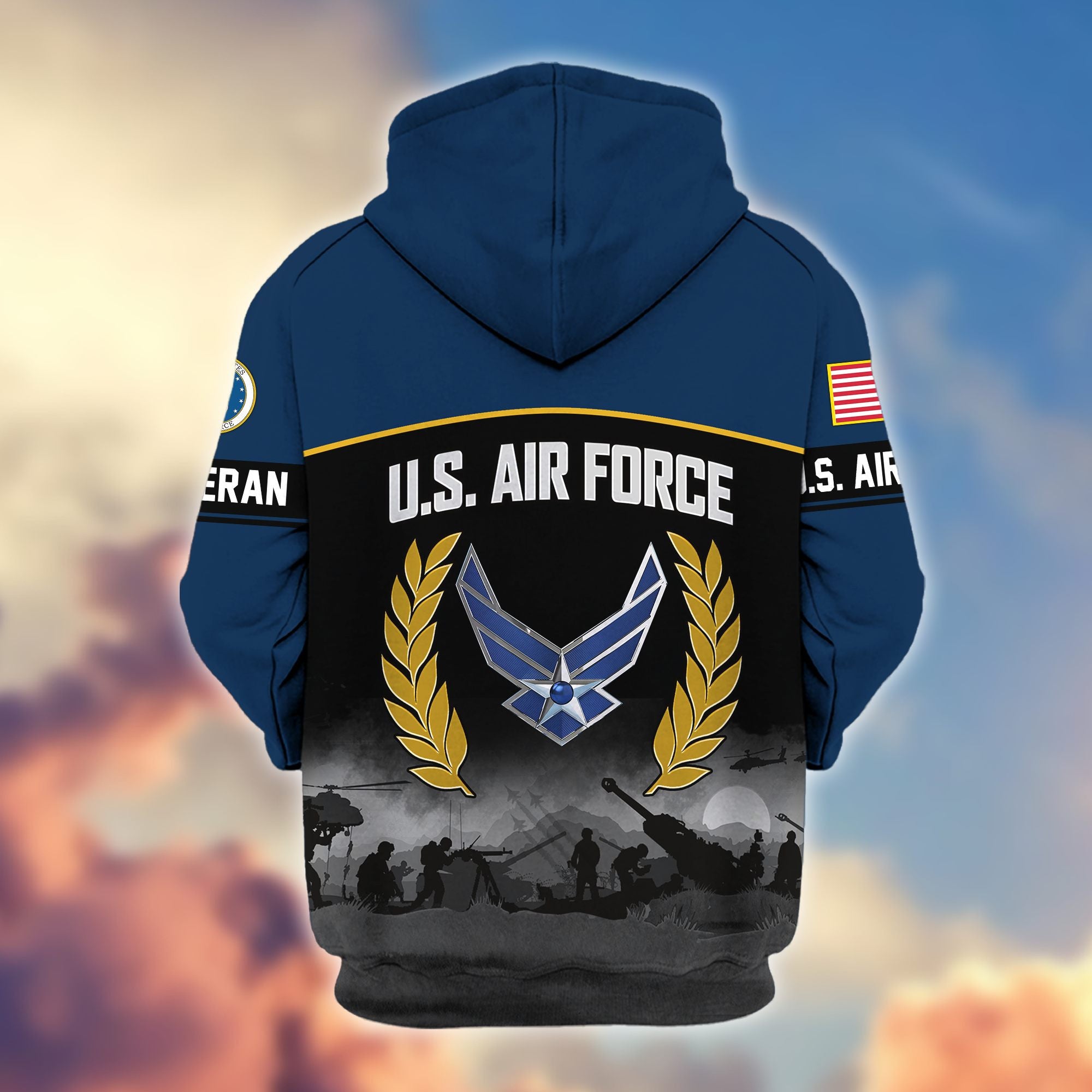 Premium US Veterans Zip Hoodie, Gifts For US Veterans, Gifts On Father's Day, Veterans Day.