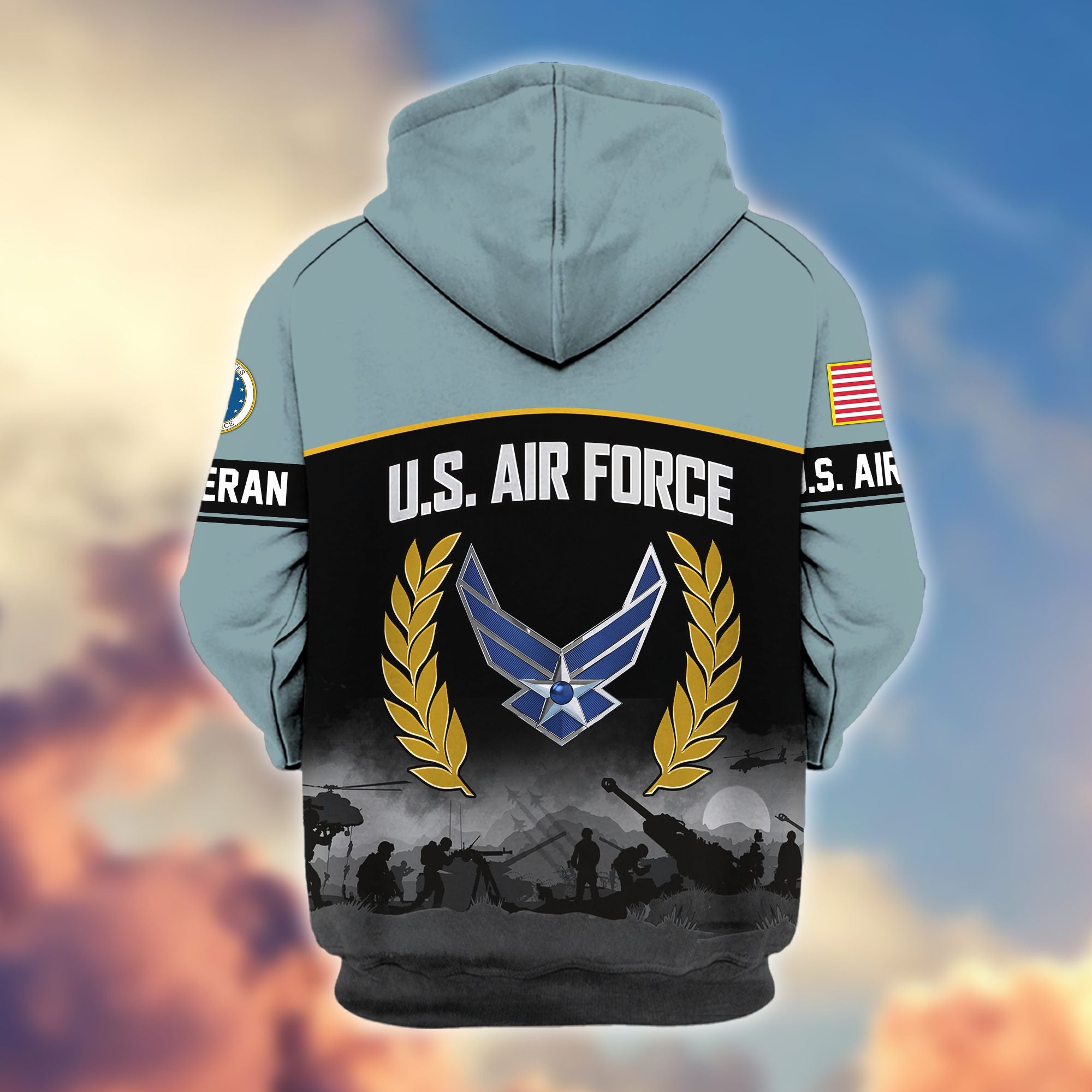 Premium US Veterans Zip Hoodie, Gifts For US Veterans, Gifts On Father's Day, Veterans Day.