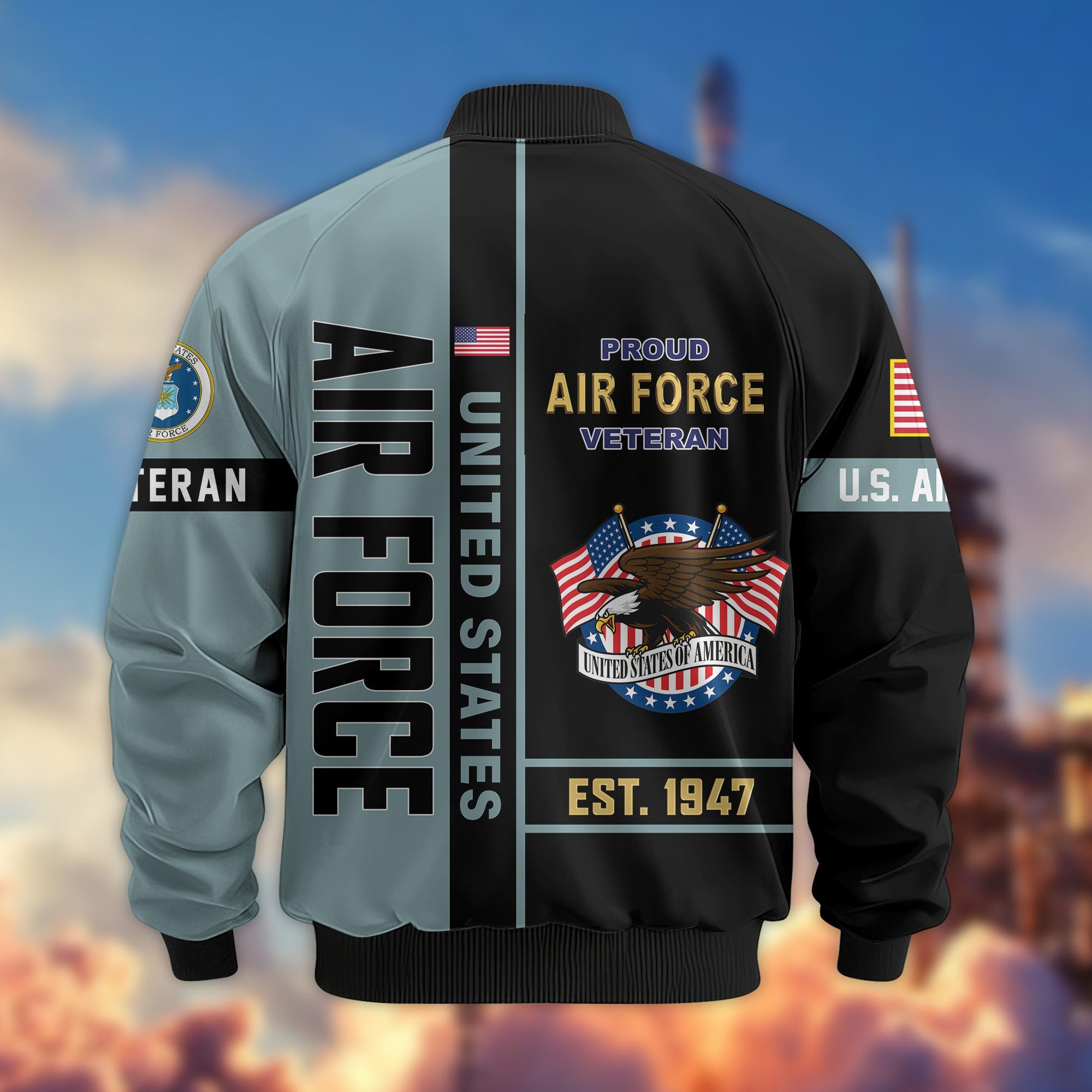 Premium US Veterans Bomber Jacket, Gifts For US Veterans, Gifts On Father's Day, Veterans Day.