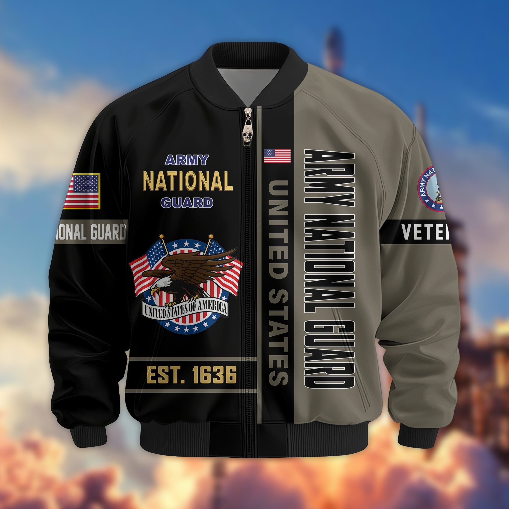 Premium US Veterans Bomber Jacket, Gifts For US Veterans, Gifts On Father's Day, Veterans Day.