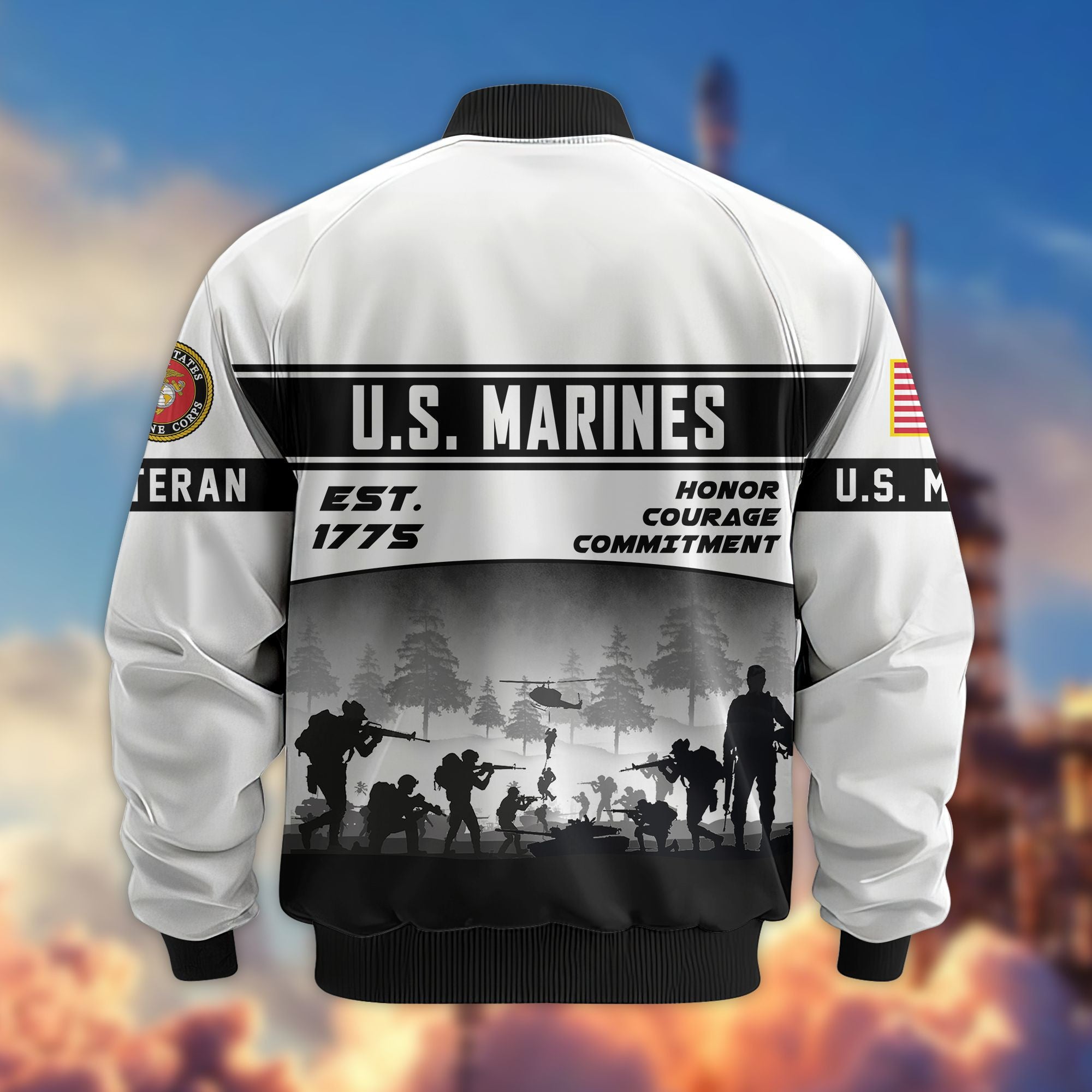 Premium US Veterans Bomber Jacket, Gifts For US Veterans, Gifts On Father's Day, Veterans Day.