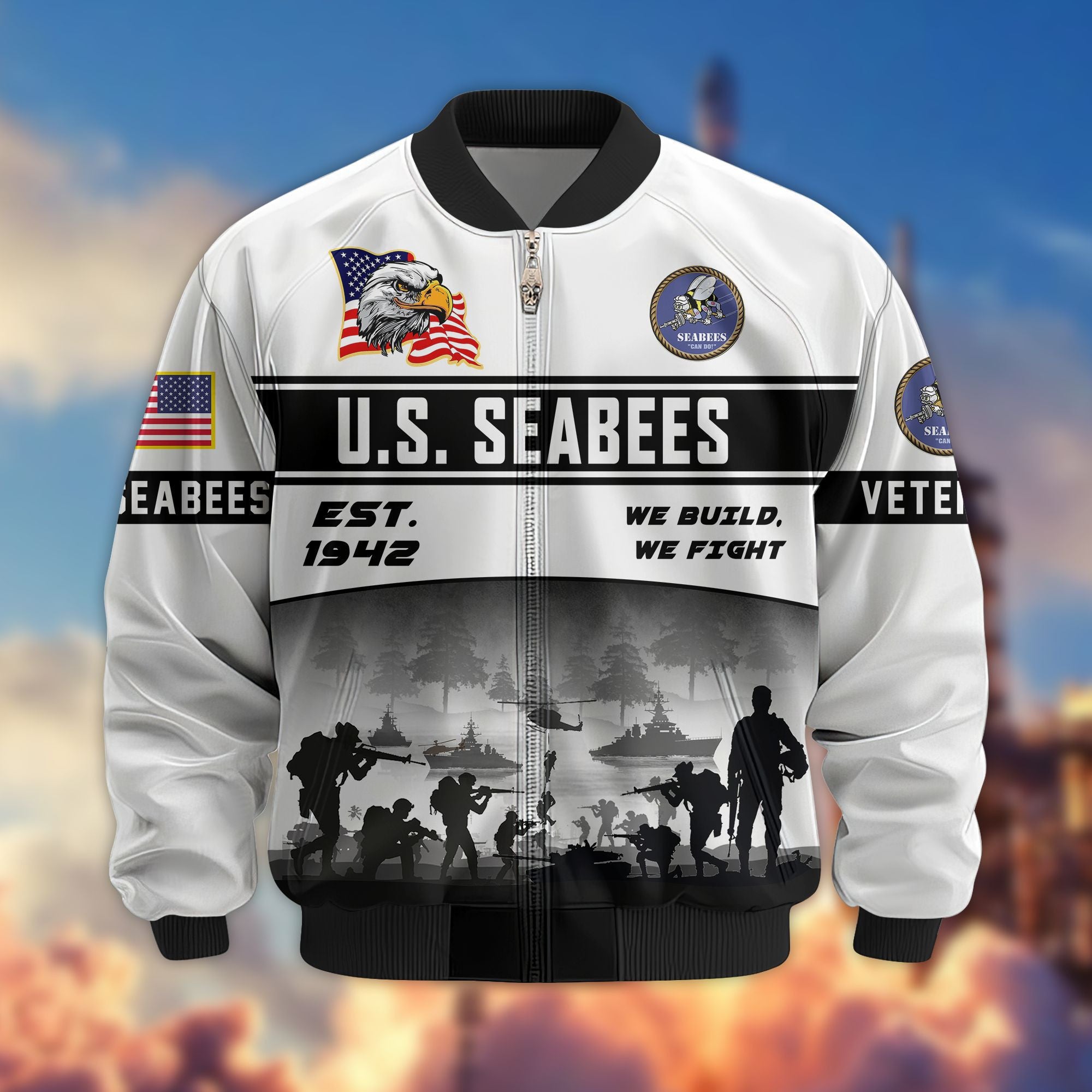 Premium US Veterans Bomber Jacket, Gifts For US Veterans, Gifts On Father's Day, Veterans Day.