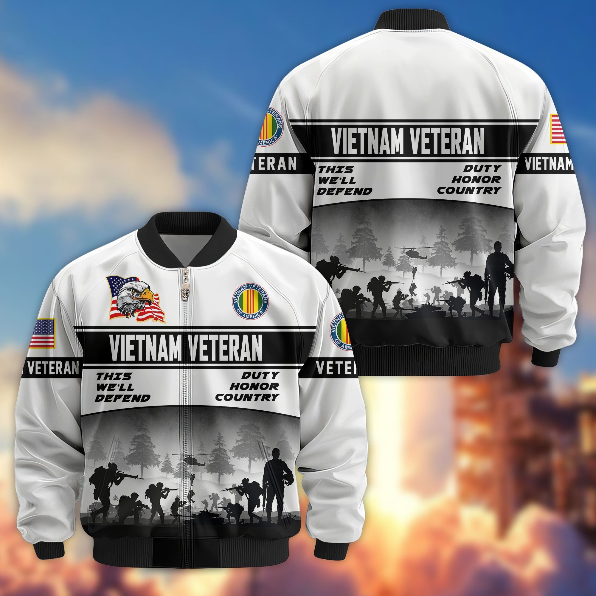 Premium US Veterans Bomber Jacket, Gifts For US Veterans, Gifts On Father's Day, Veterans Day.