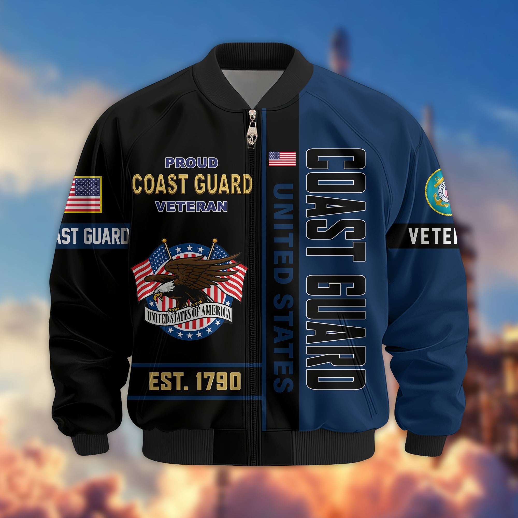 Premium US Veterans Bomber Jacket, Gifts For US Veterans, Gifts On Father's Day, Veterans Day.