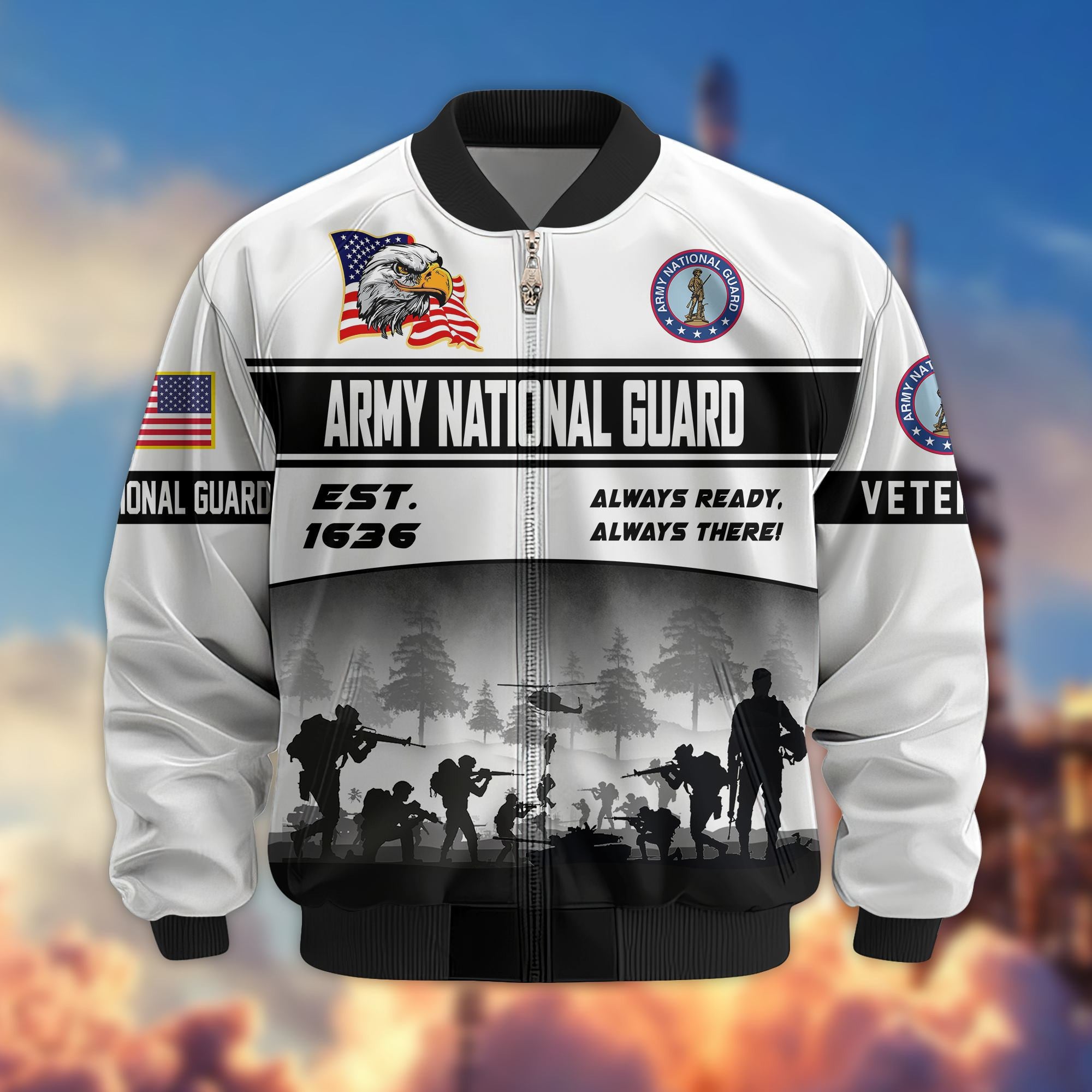 Premium US Veterans Bomber Jacket, Gifts For US Veterans, Gifts On Father's Day, Veterans Day.