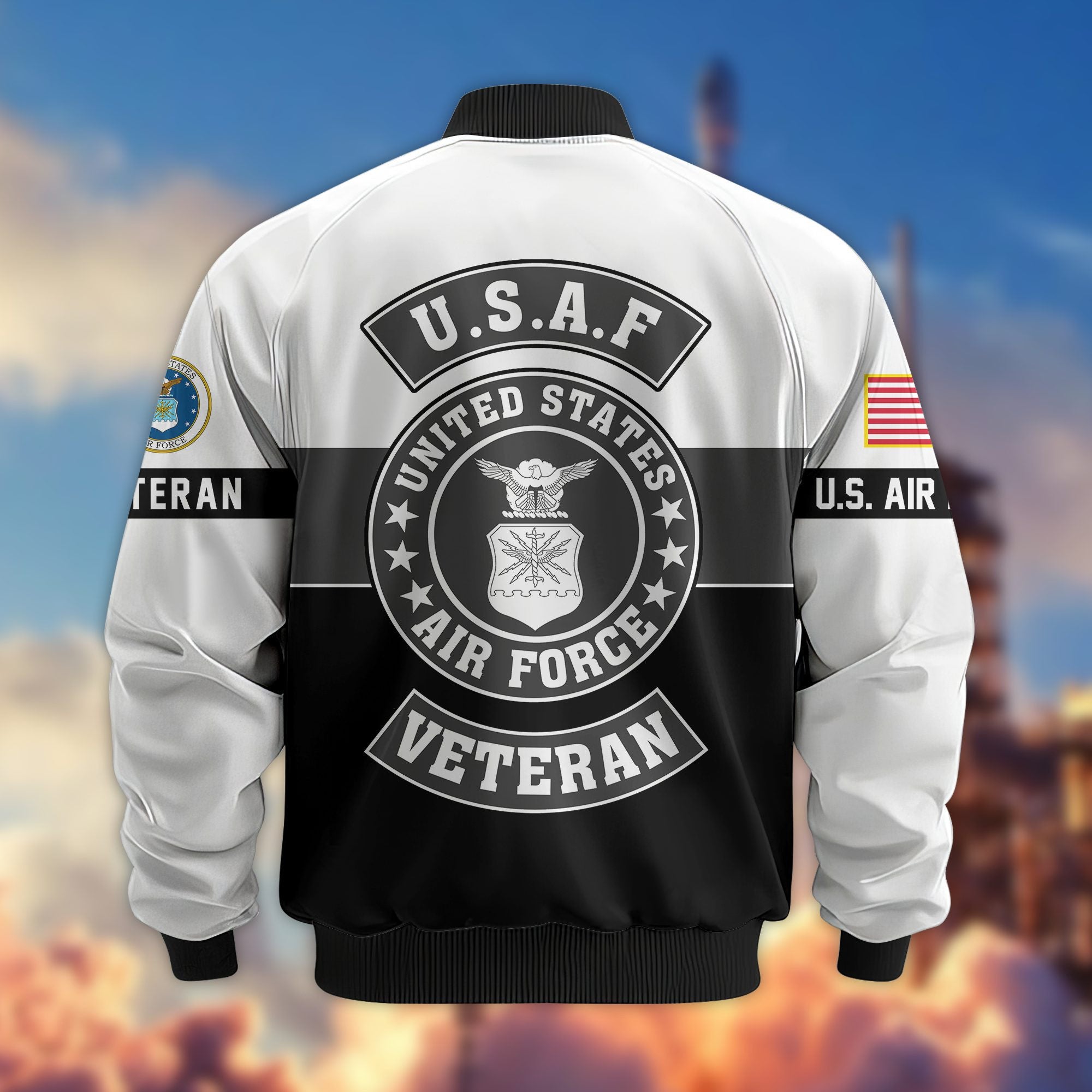 Premium US Veterans Bomber Jacket, Gifts For US Veterans, Gifts On Father's Day, Veterans Day.