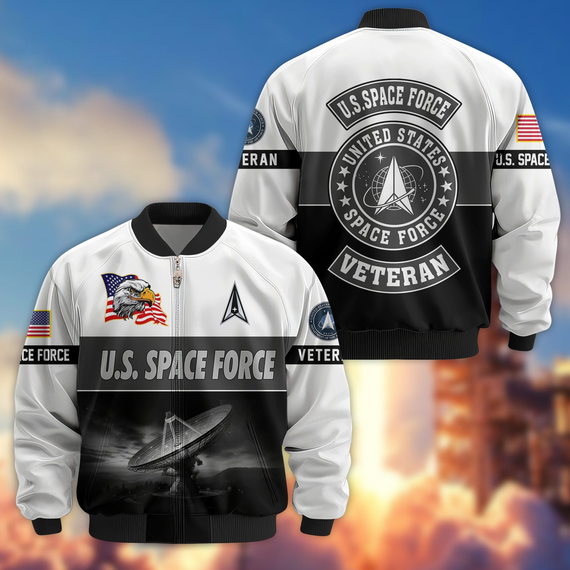 Premium US Veterans Bomber Jacket, Gifts For US Veterans, Gifts On Father's Day, Veterans Day.