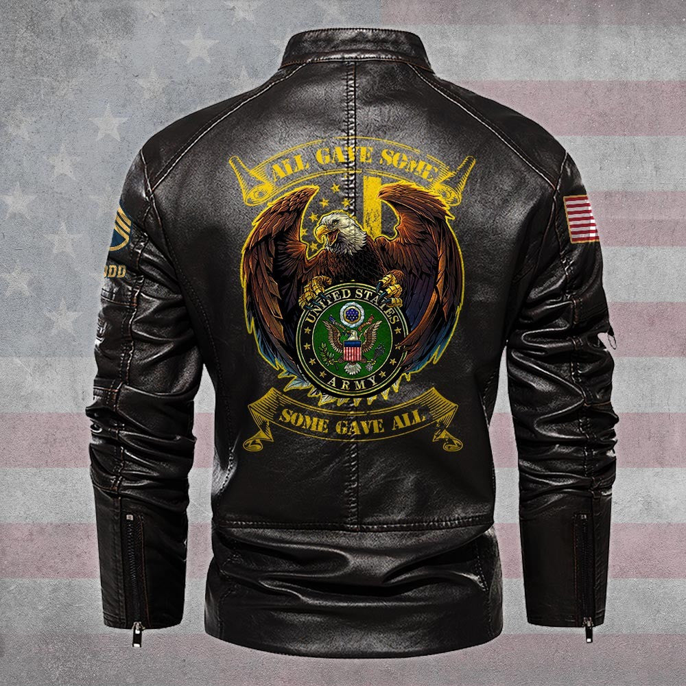 Premium US Army Veteran Leather Jacket, Gifts For Army Veteran, Gifts On Father's Day, Veterans Day.