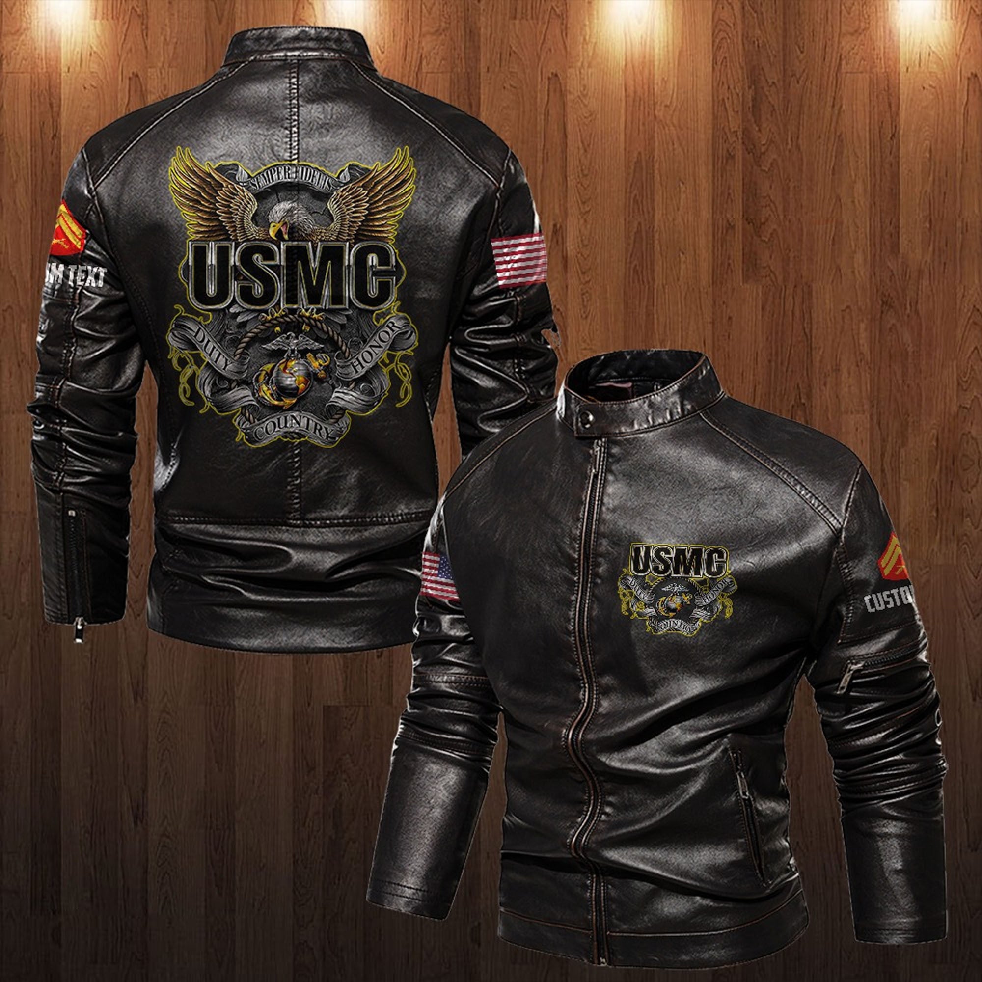 Premium Custom USMC Veteran Leather Jacket, Gifts For Marine Veteran, Gifts On Father's Day, Veterans Day.