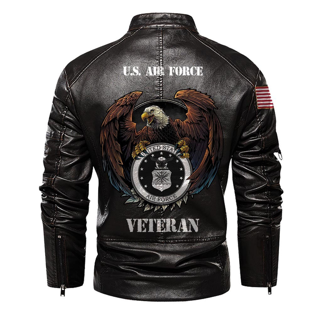 Premium USAF Veteran Leather Jacket, Gifts For Air Force Veteran, Gifts On Father's Day, Veterans Day.